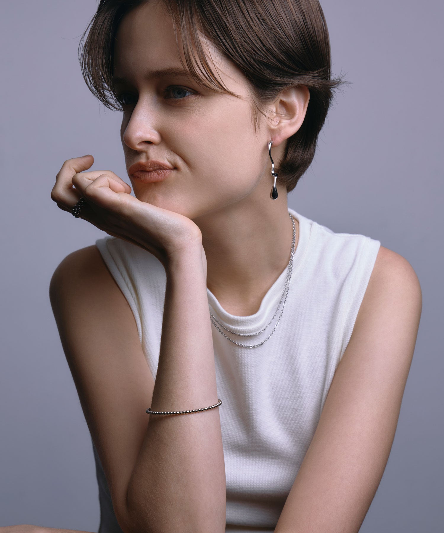 [シルバー]ドットバングル