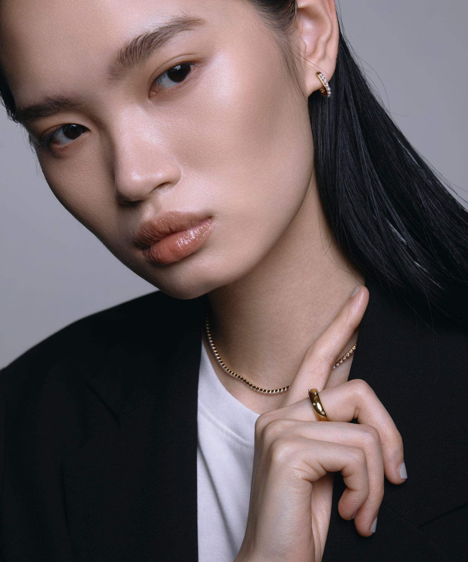 【展覽產品（預定三月底出貨】[金] 點珍珠戒指