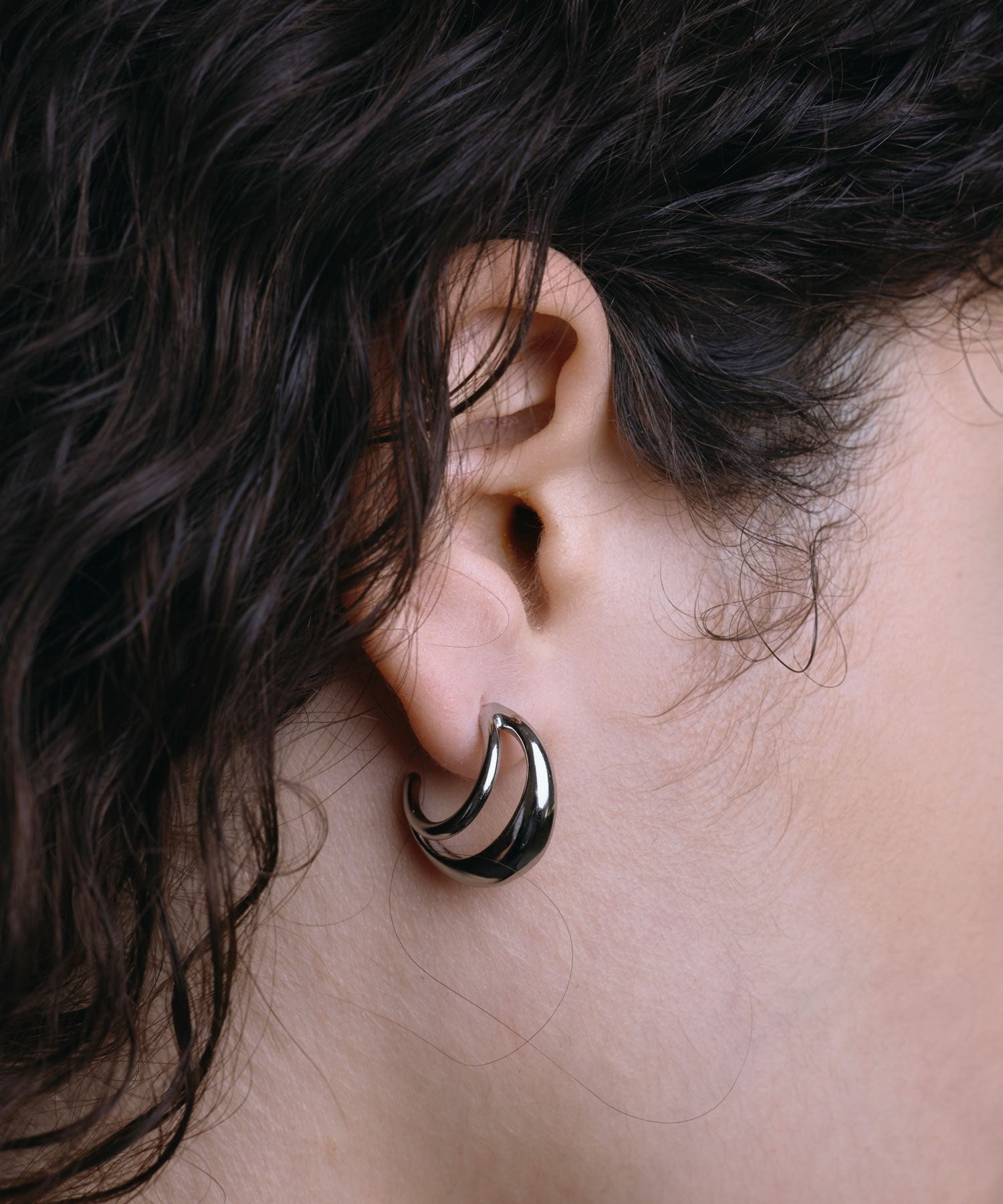 [Silver] Double Hoop Earrings