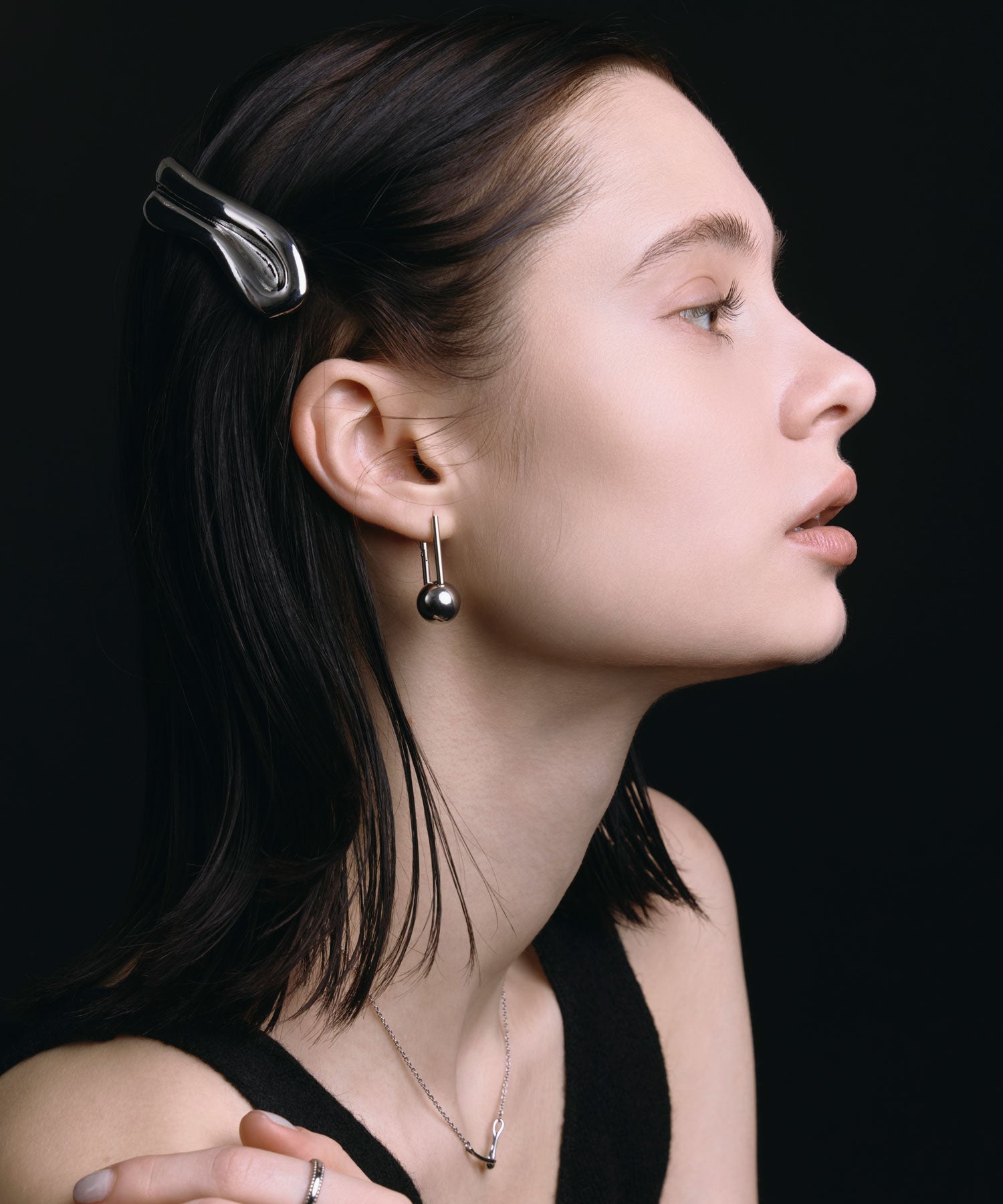 [シルバー]ニュアンスメタルバレッタ