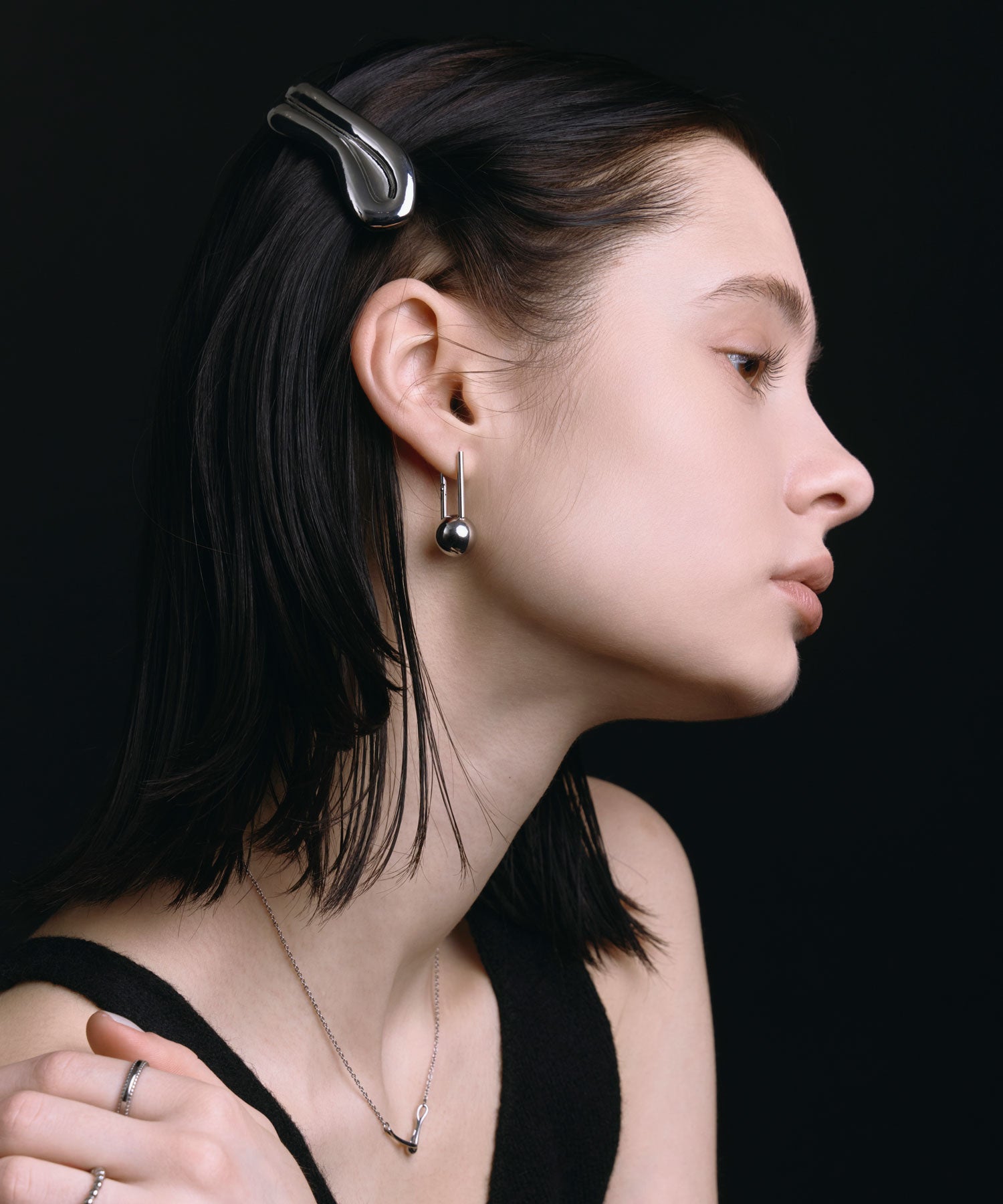 [シルバー]ニュアンスメタルバレッタ