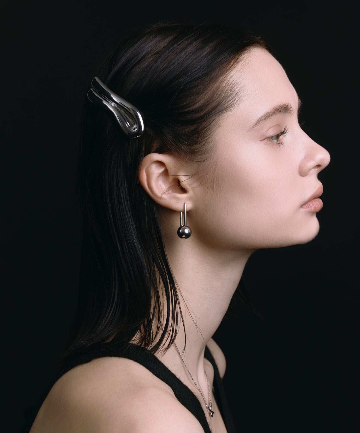 [シルバー]ニュアンスメタルバレッタ