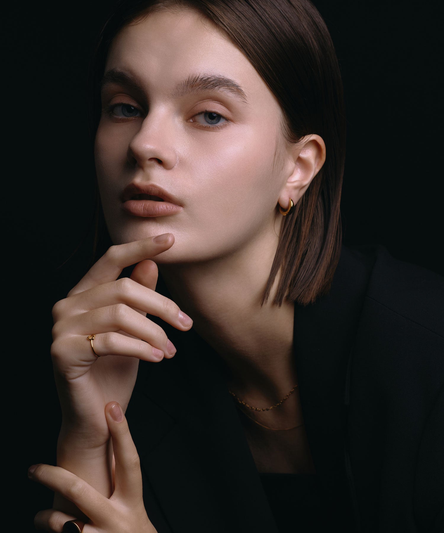 [ゴールド]ドロップフープピアス