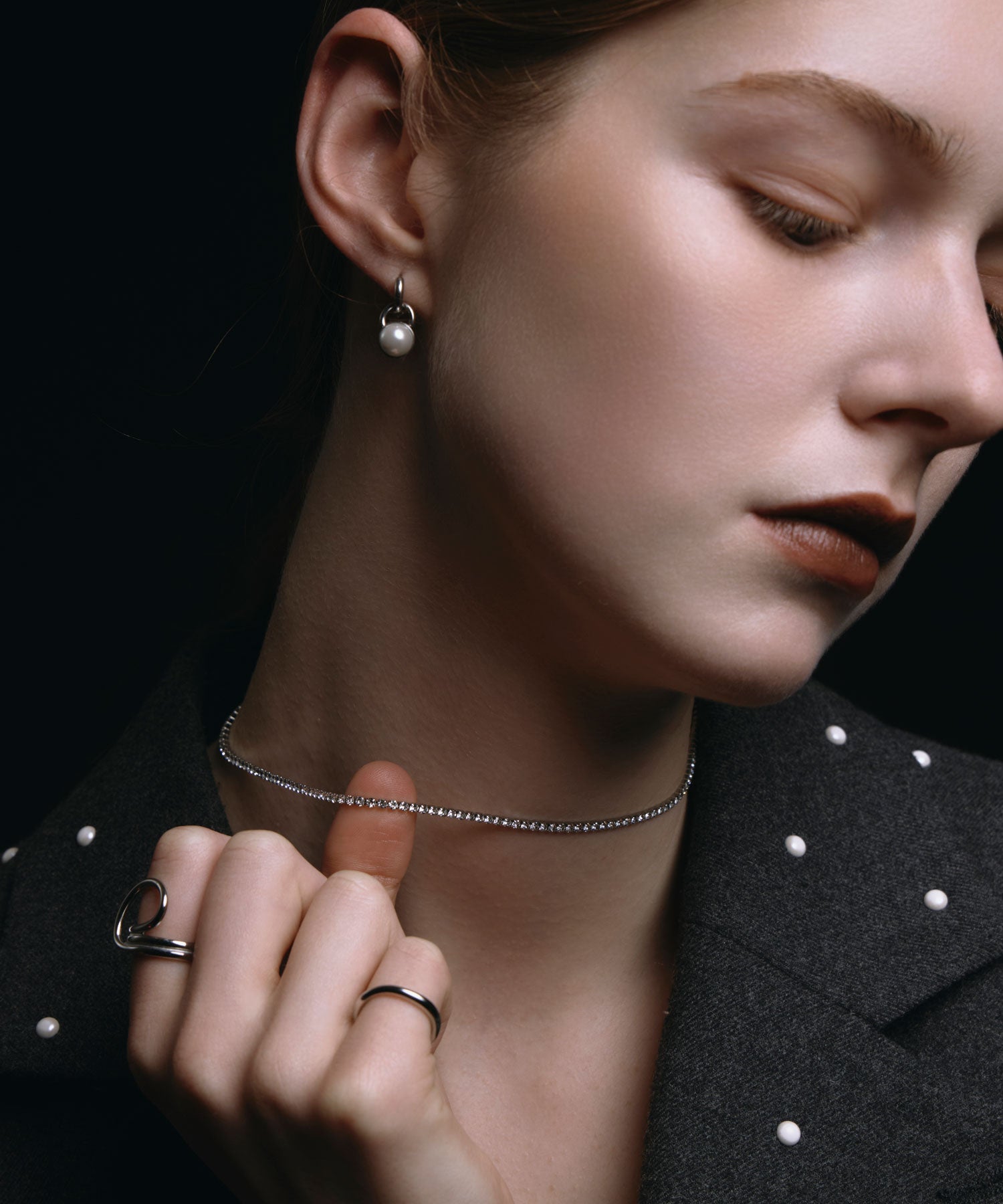 [シルバー]ドロップパールピアス