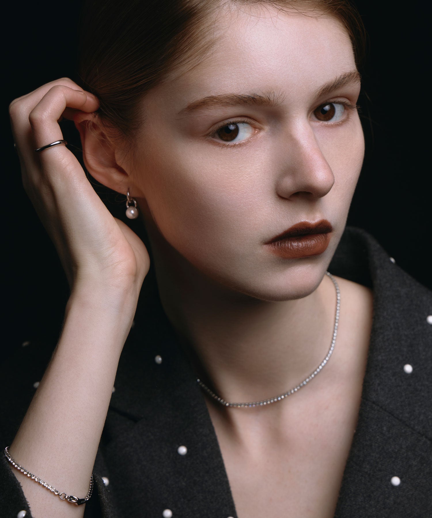 [シルバー]ドロップパールピアス