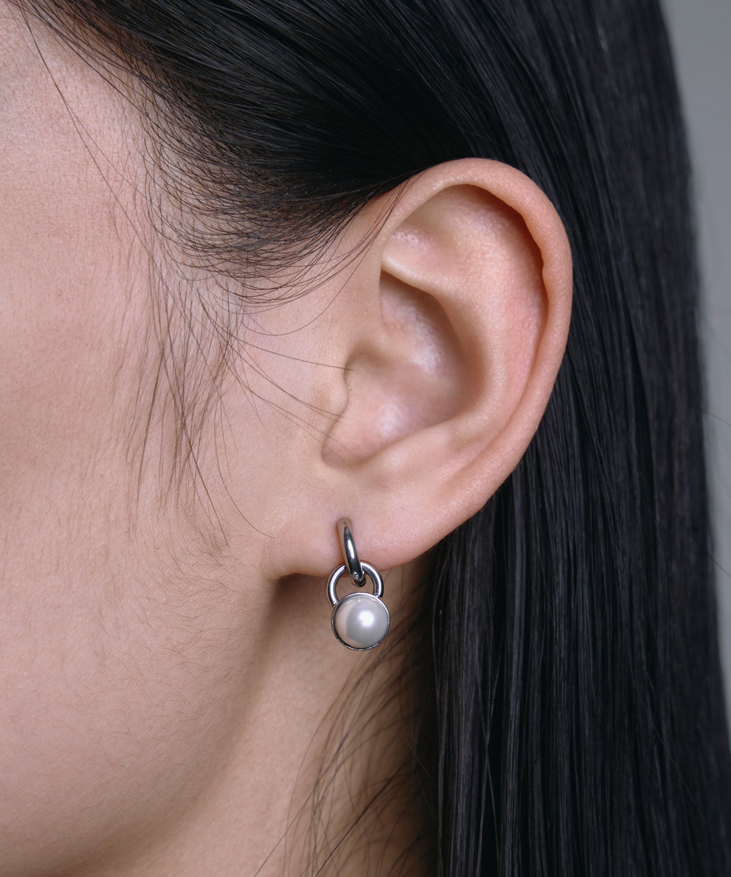 [銀色]水滴珍珠耳環