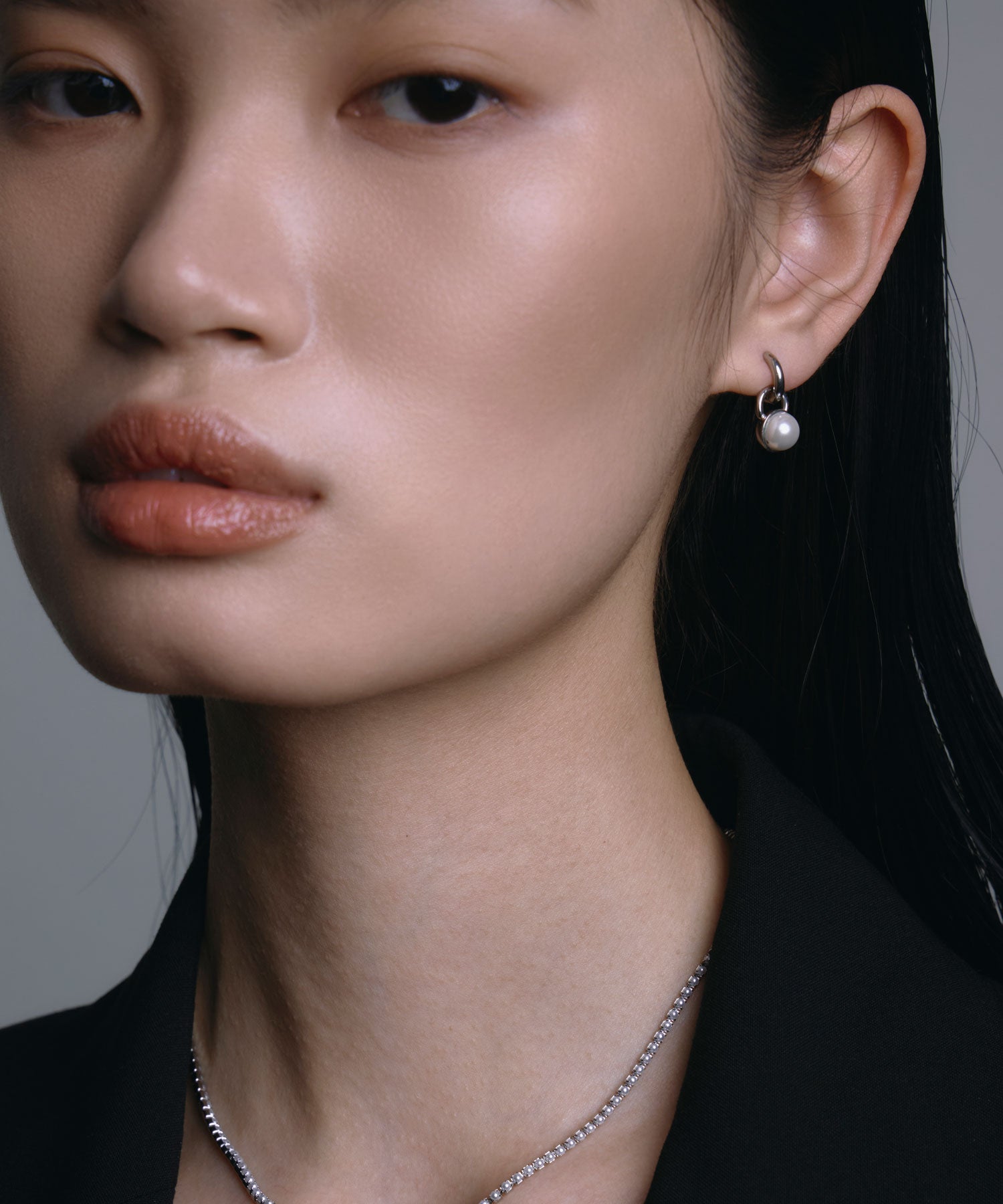 [シルバー]ドロップパールピアス