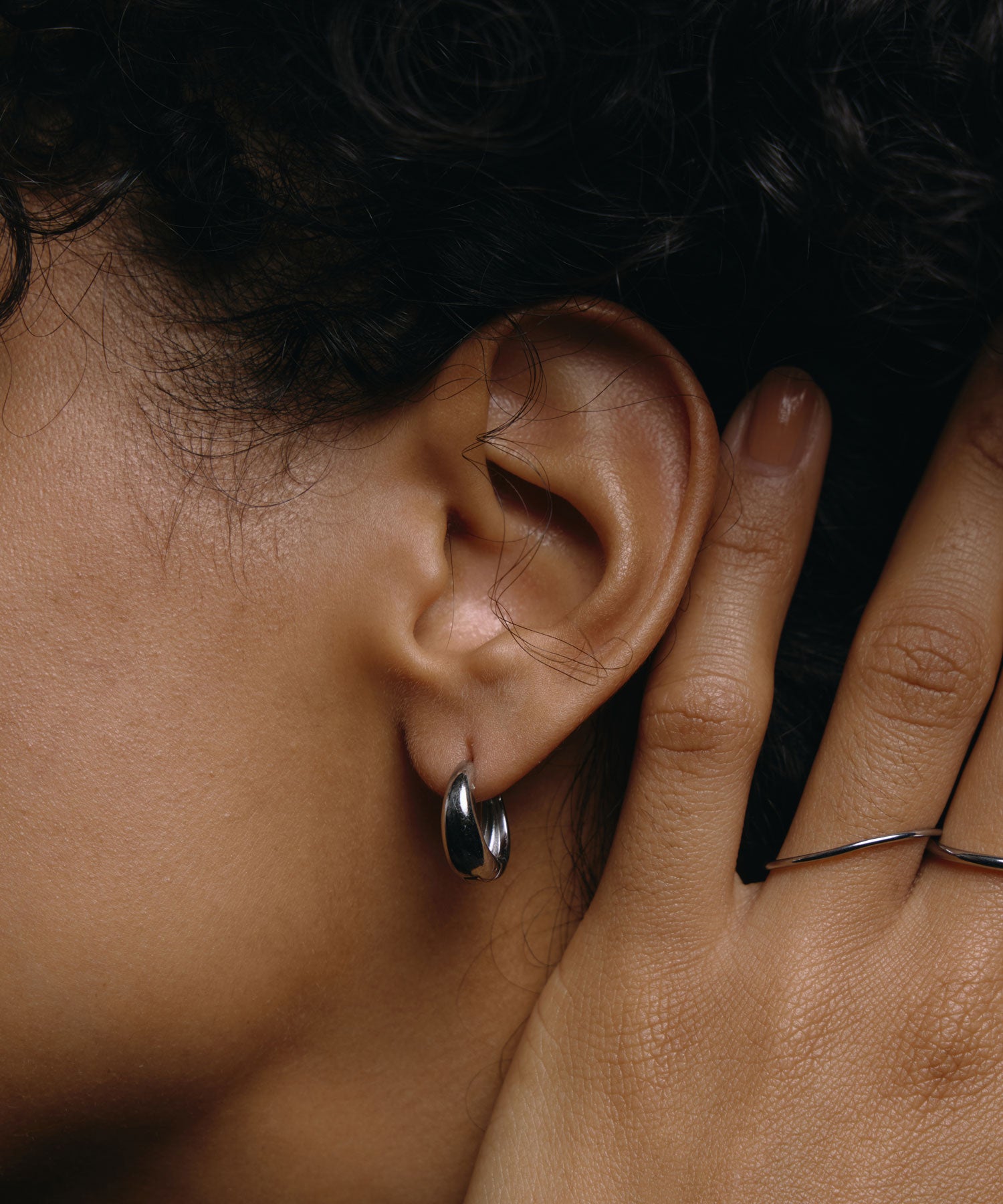 [シルバー]ドロップフープピアス