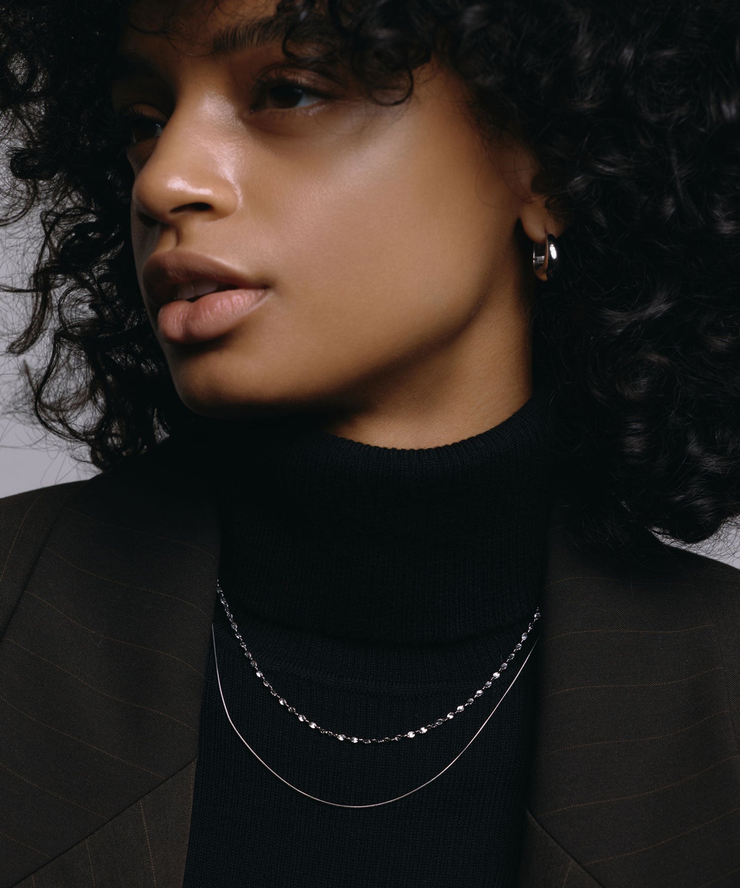 [シルバー]ドロップフープピアス