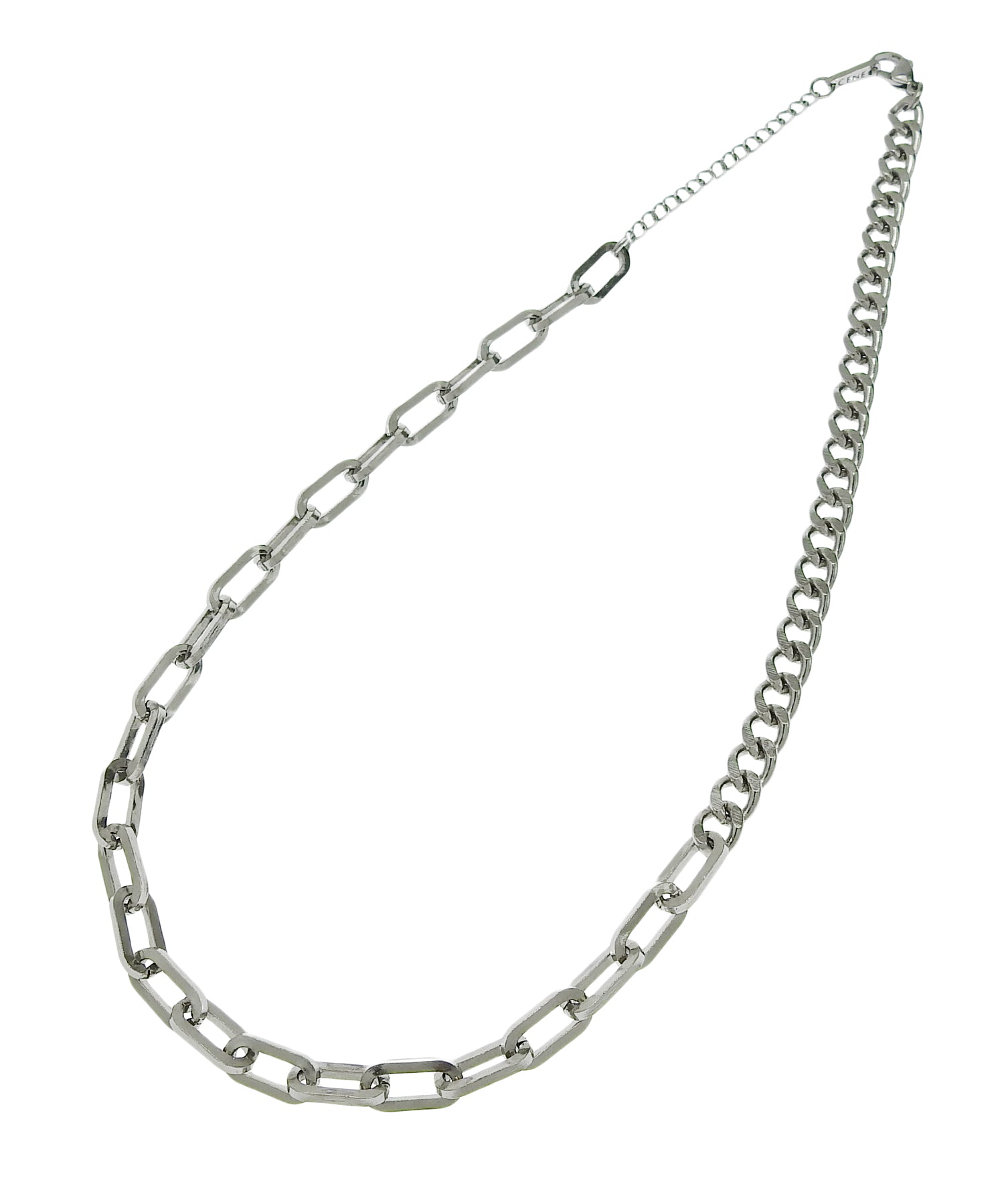 [シルバー]アシンメトリーチェーンネックレス