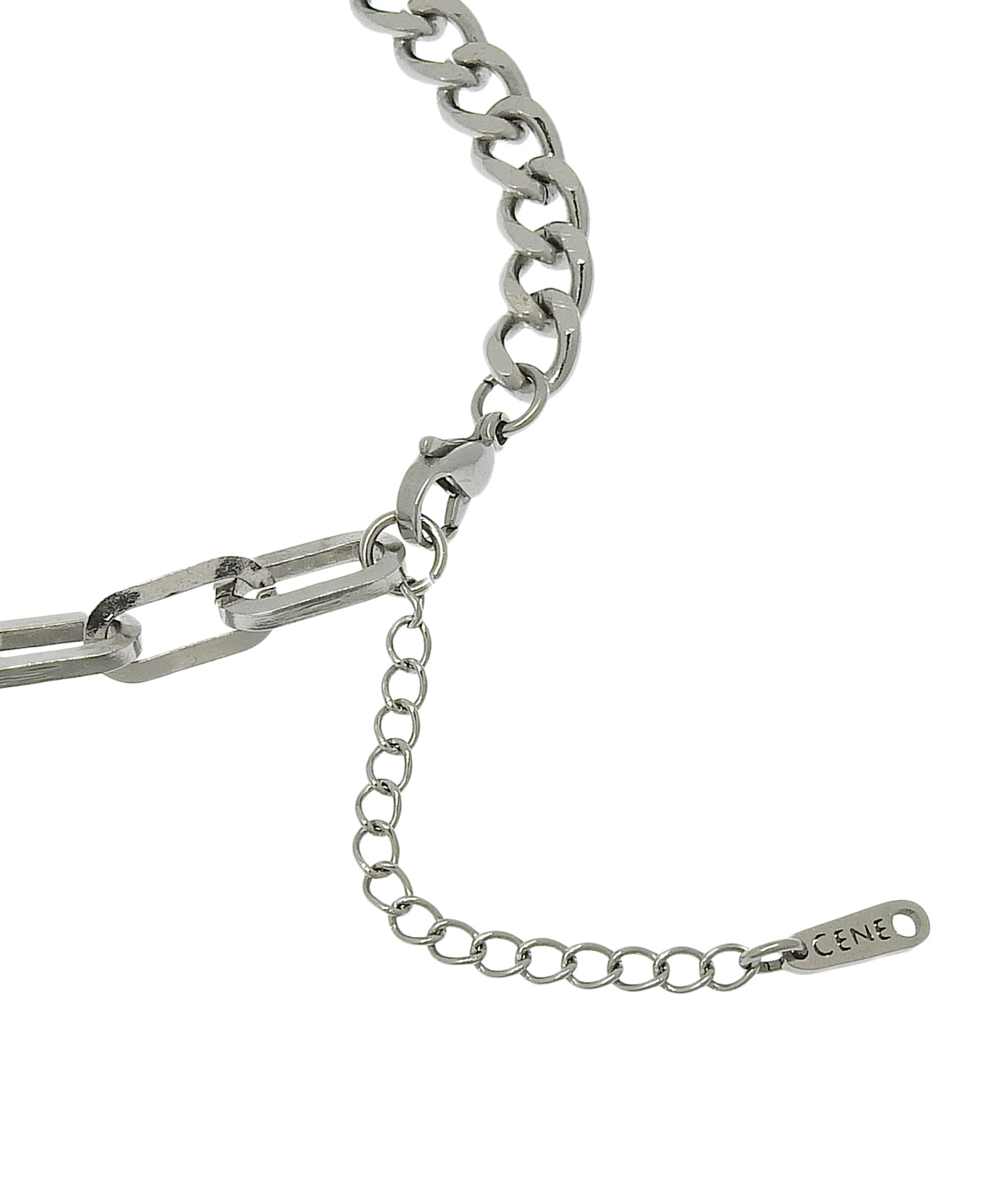 [シルバー]アシンメトリーチェーンネックレス