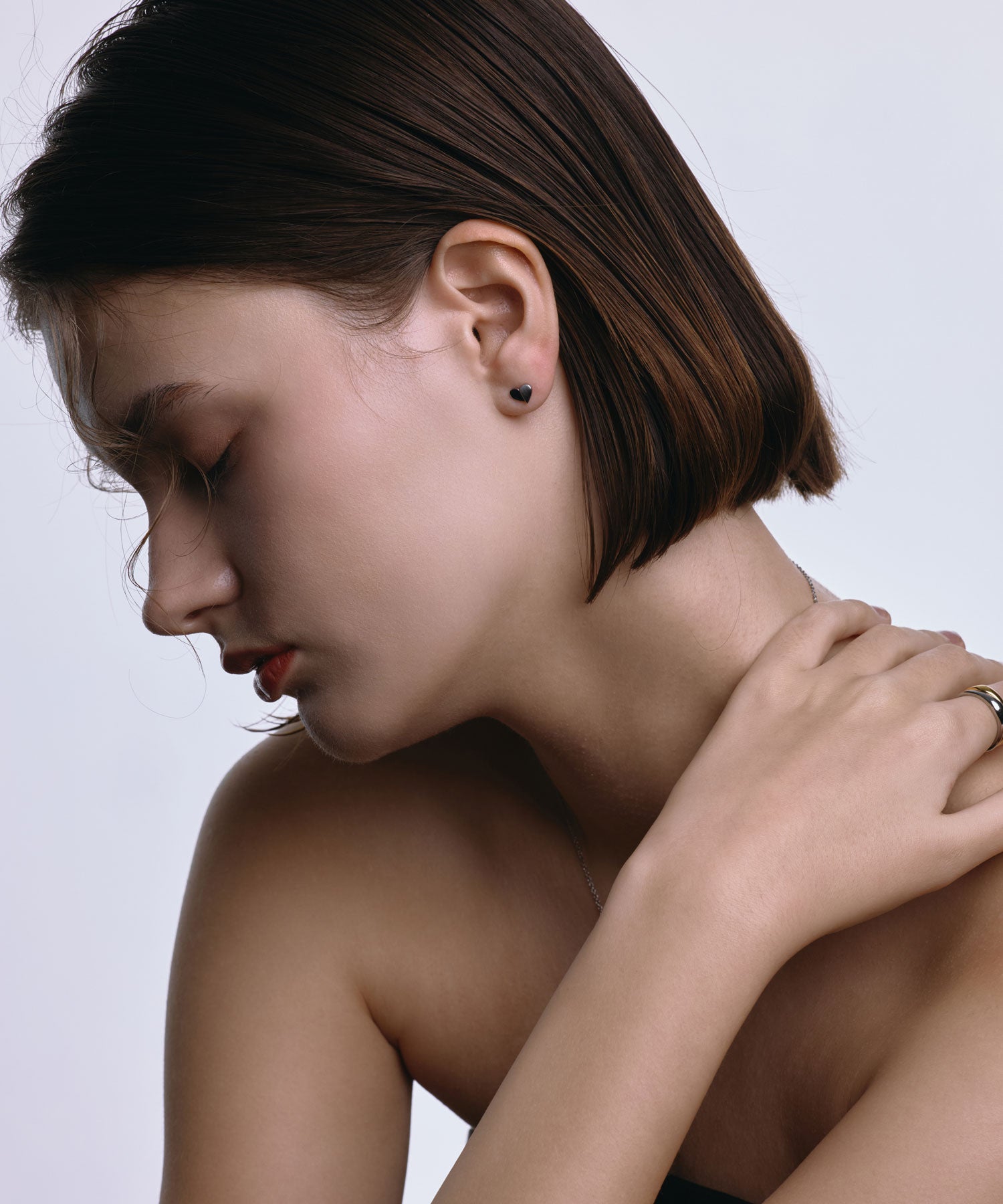 [シルバー]デュアルハートテクスチャーピアス