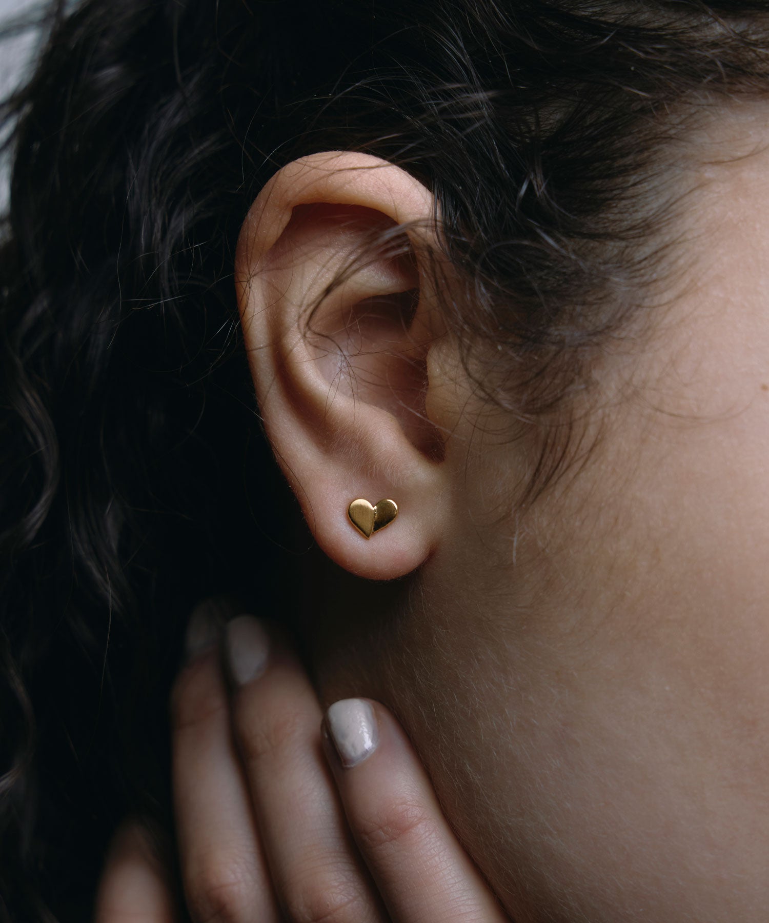 [ゴールド]デュアルハートテクスチャーピアス