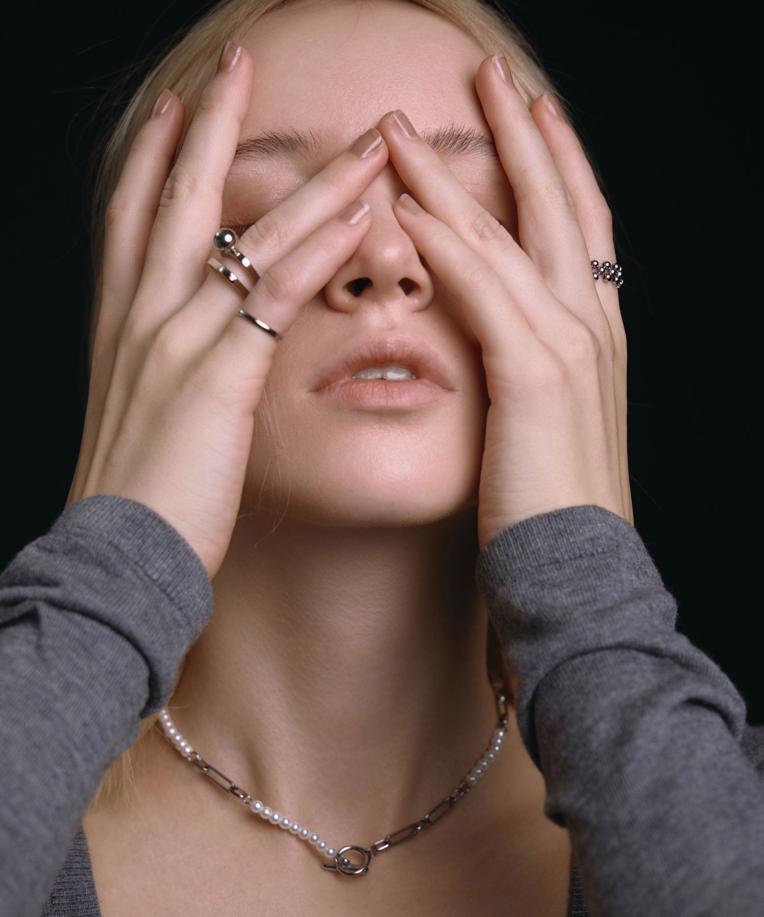 [シルバー]デュアリティパールネックレス