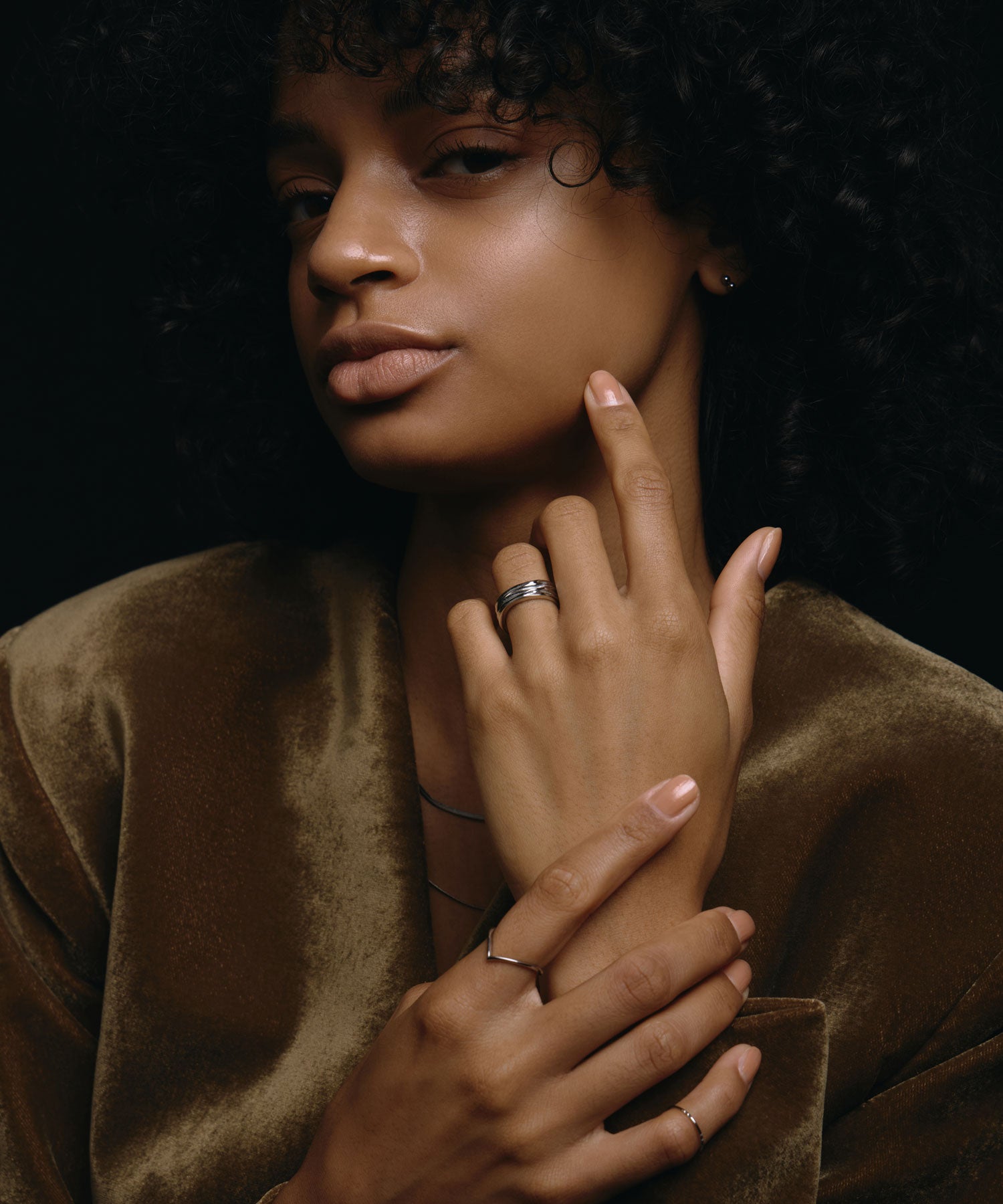 [銀色] 銳邊線戒指