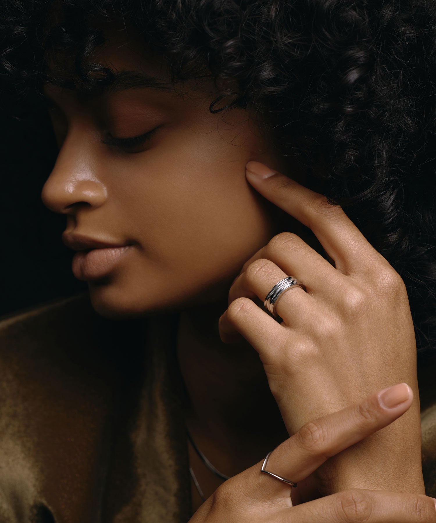 [銀色] 銳邊線戒指