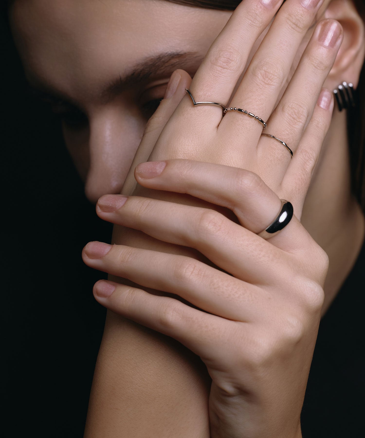 [銀色] 銳邊線戒指