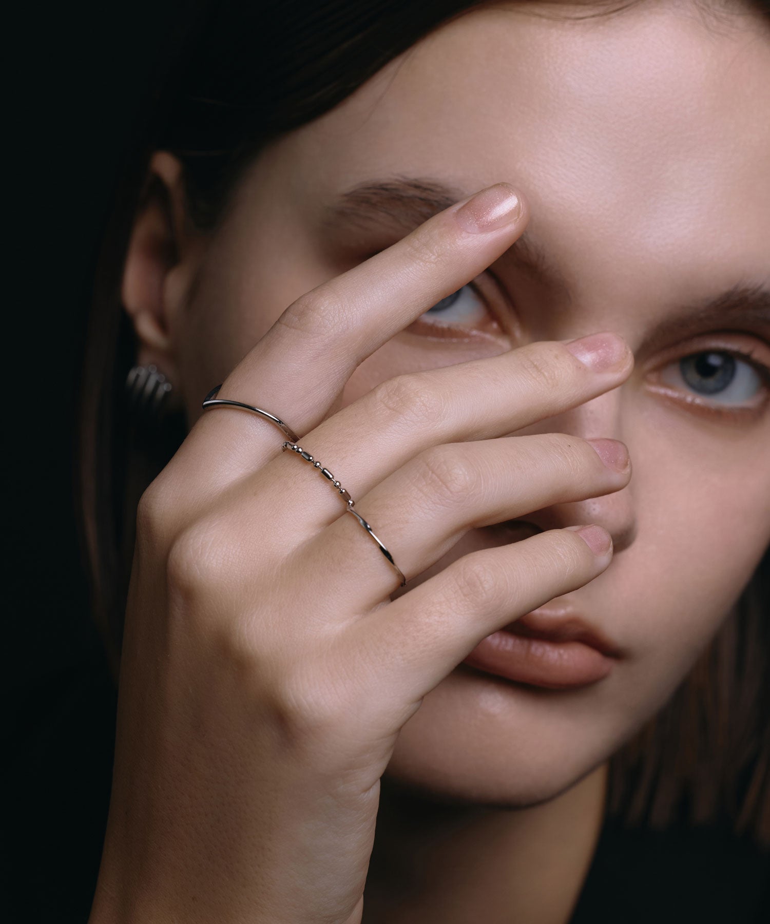 [銀色] 銳邊線戒指