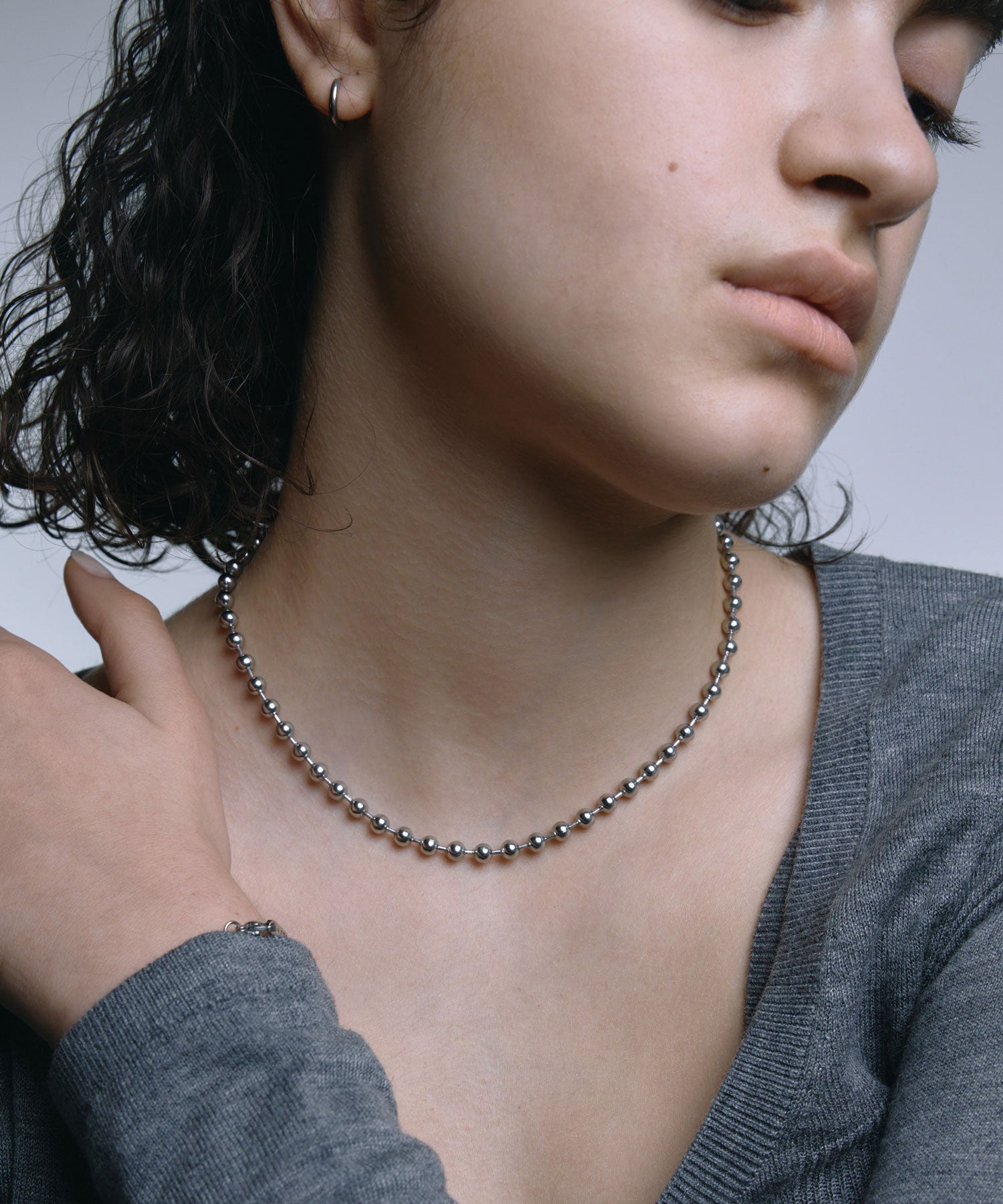 [シルバー]アンサンブルドットネックレス