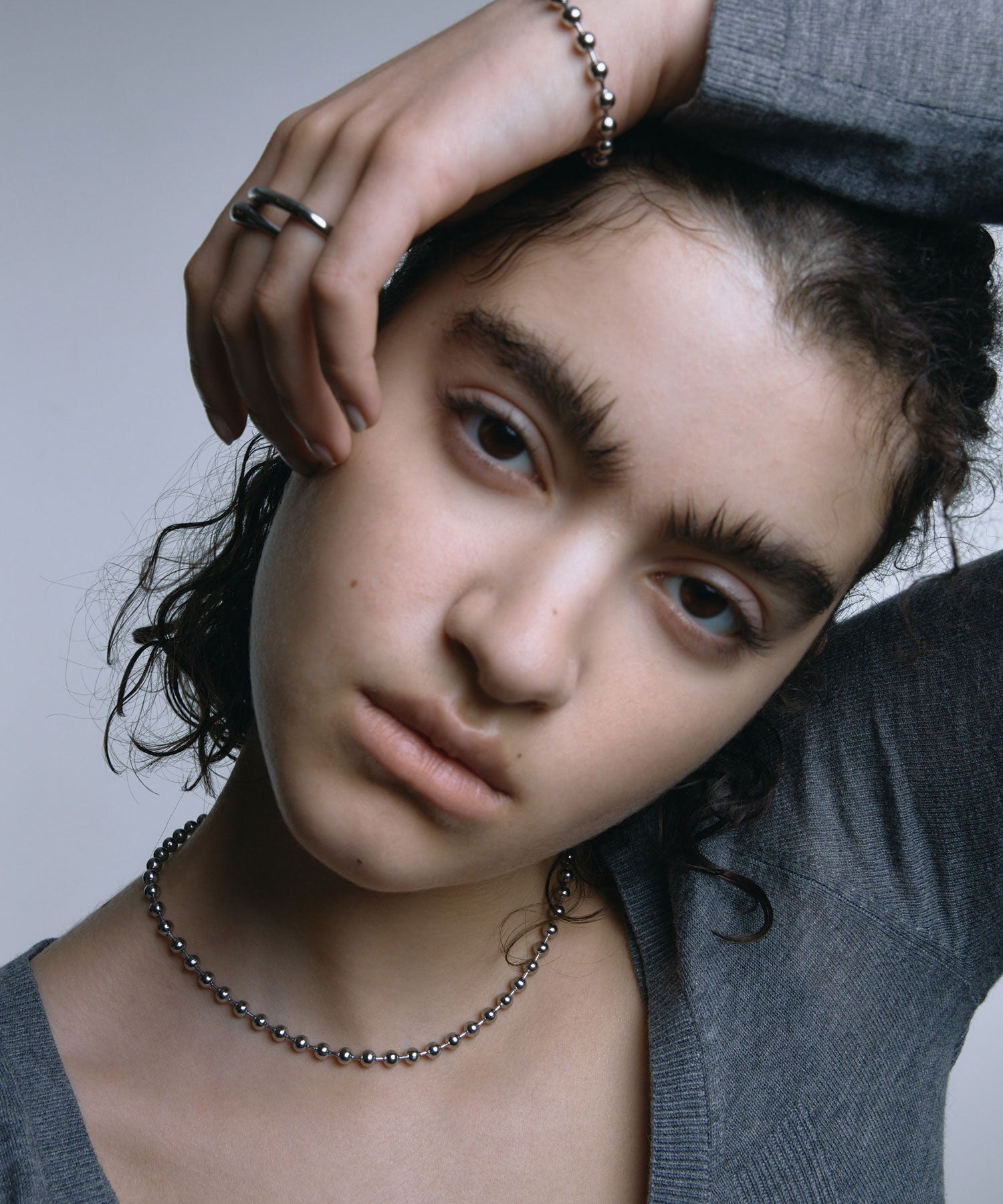 [シルバー]アンサンブルドットネックレス