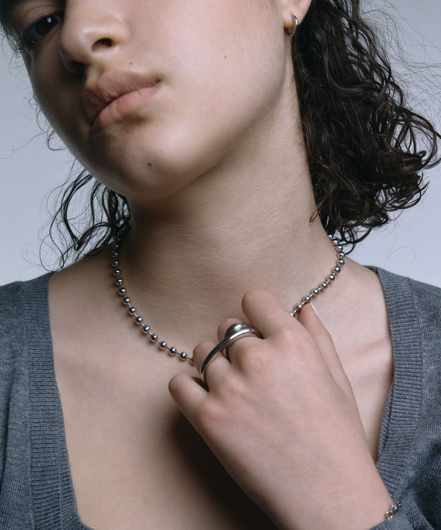 [シルバー]アンサンブルドットネックレス