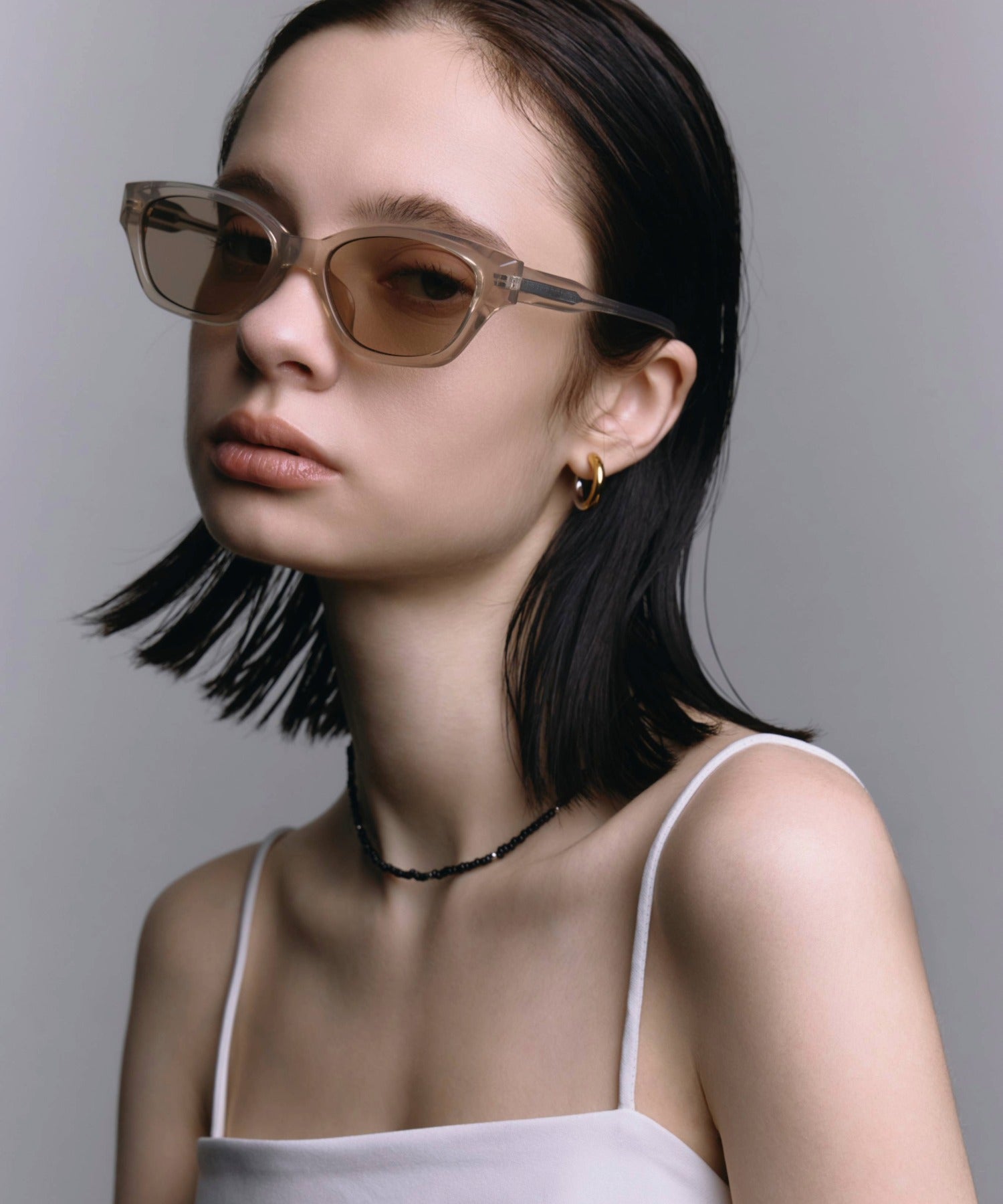 [ベージュ]スクエアアセテートフレーム