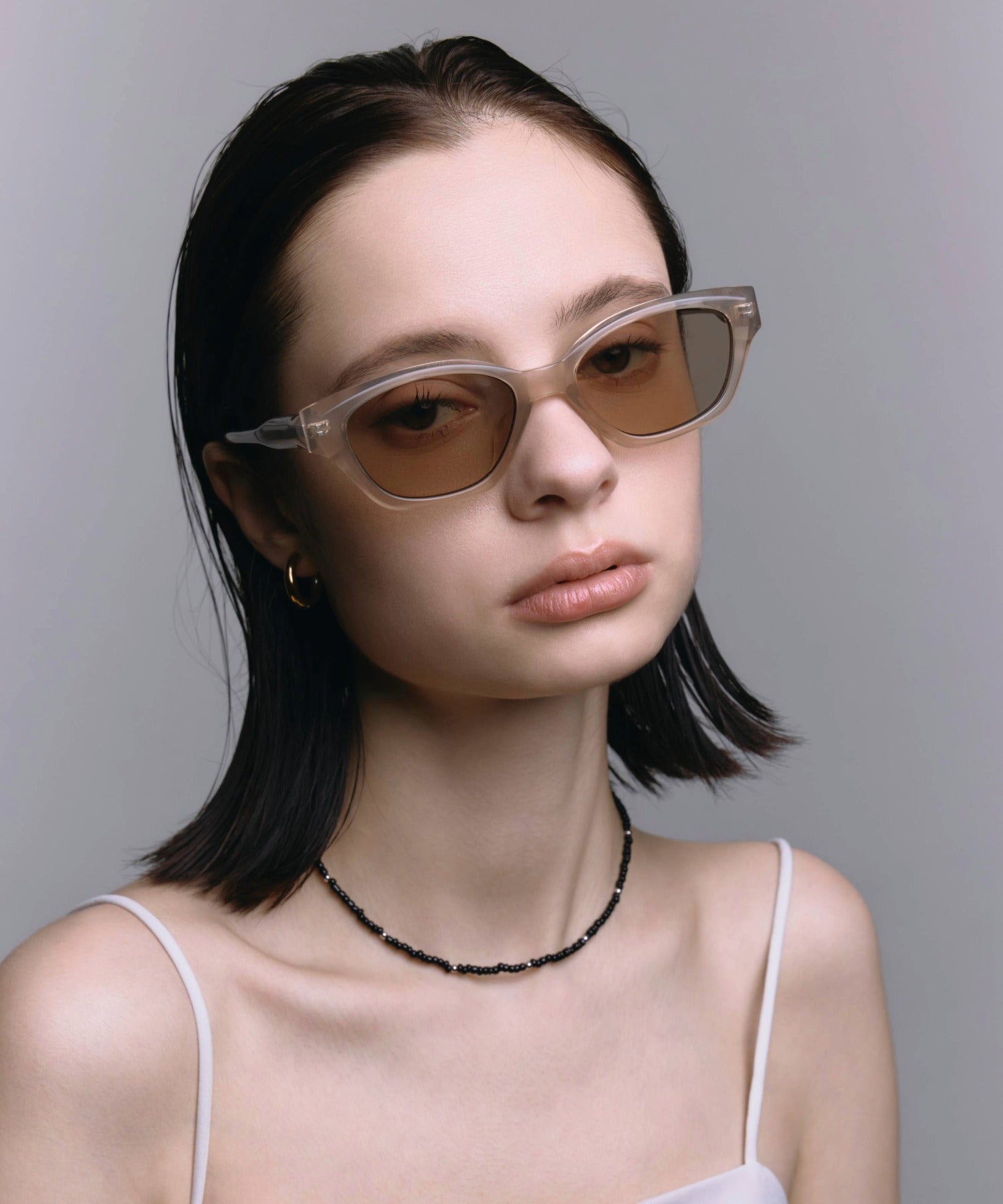 [ベージュ]スクエアアセテートフレーム