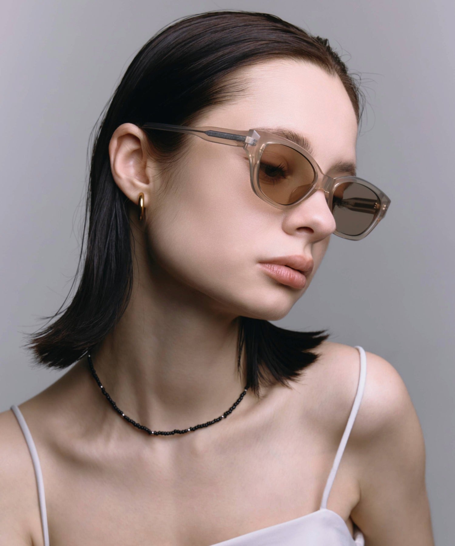 [ベージュ]スクエアアセテートフレーム