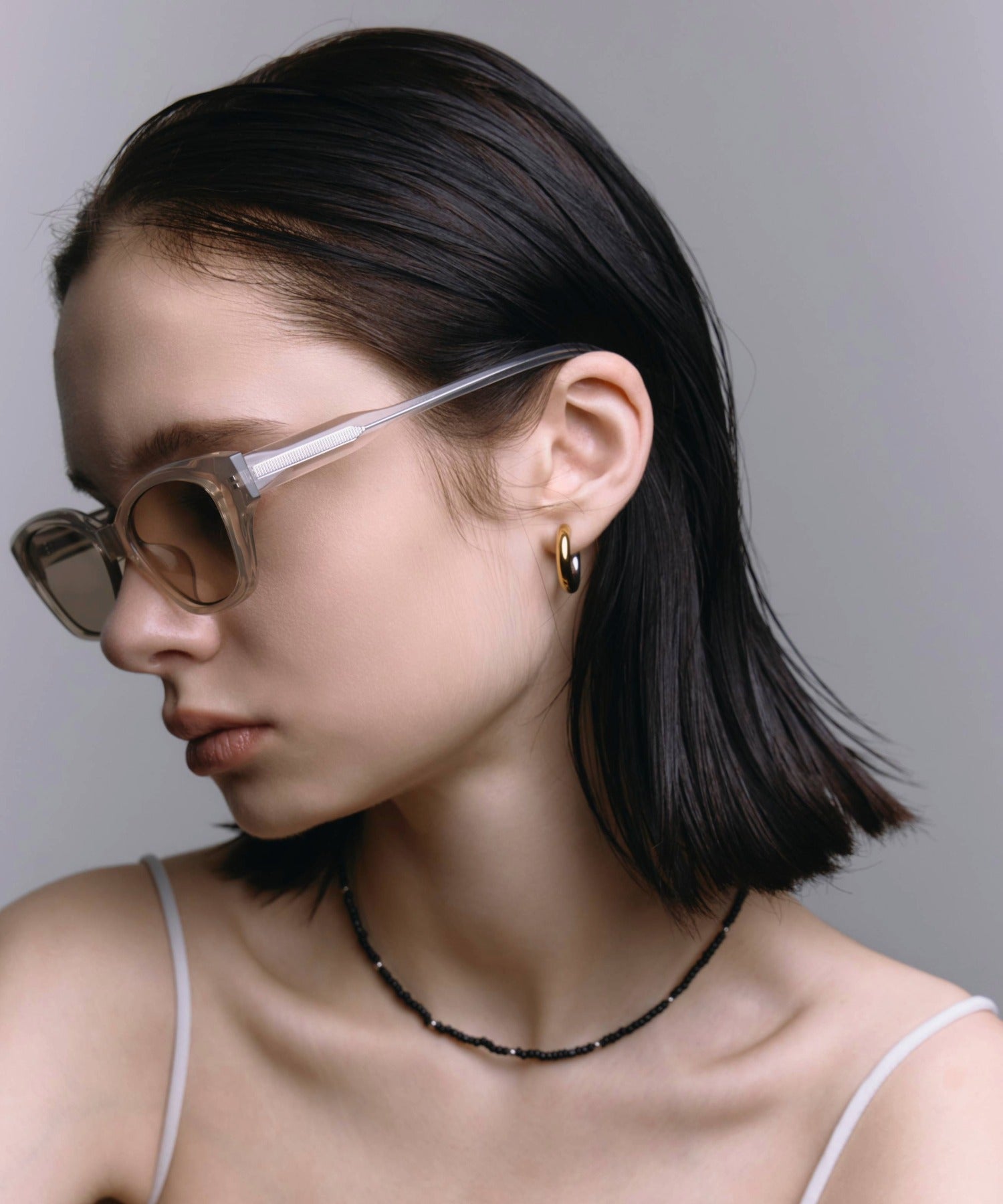 [ベージュ]スクエアアセテートフレーム