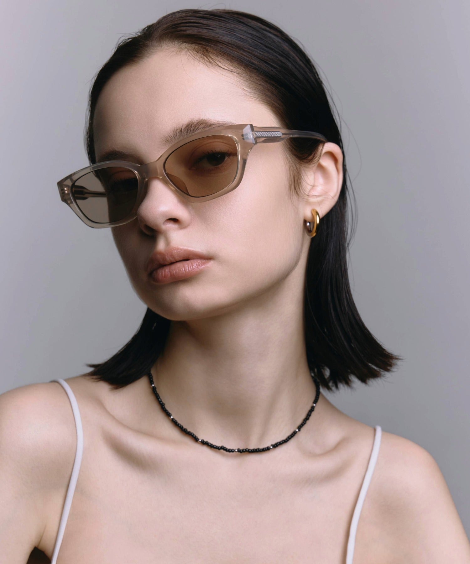 [ベージュ]スクエアアセテートフレーム