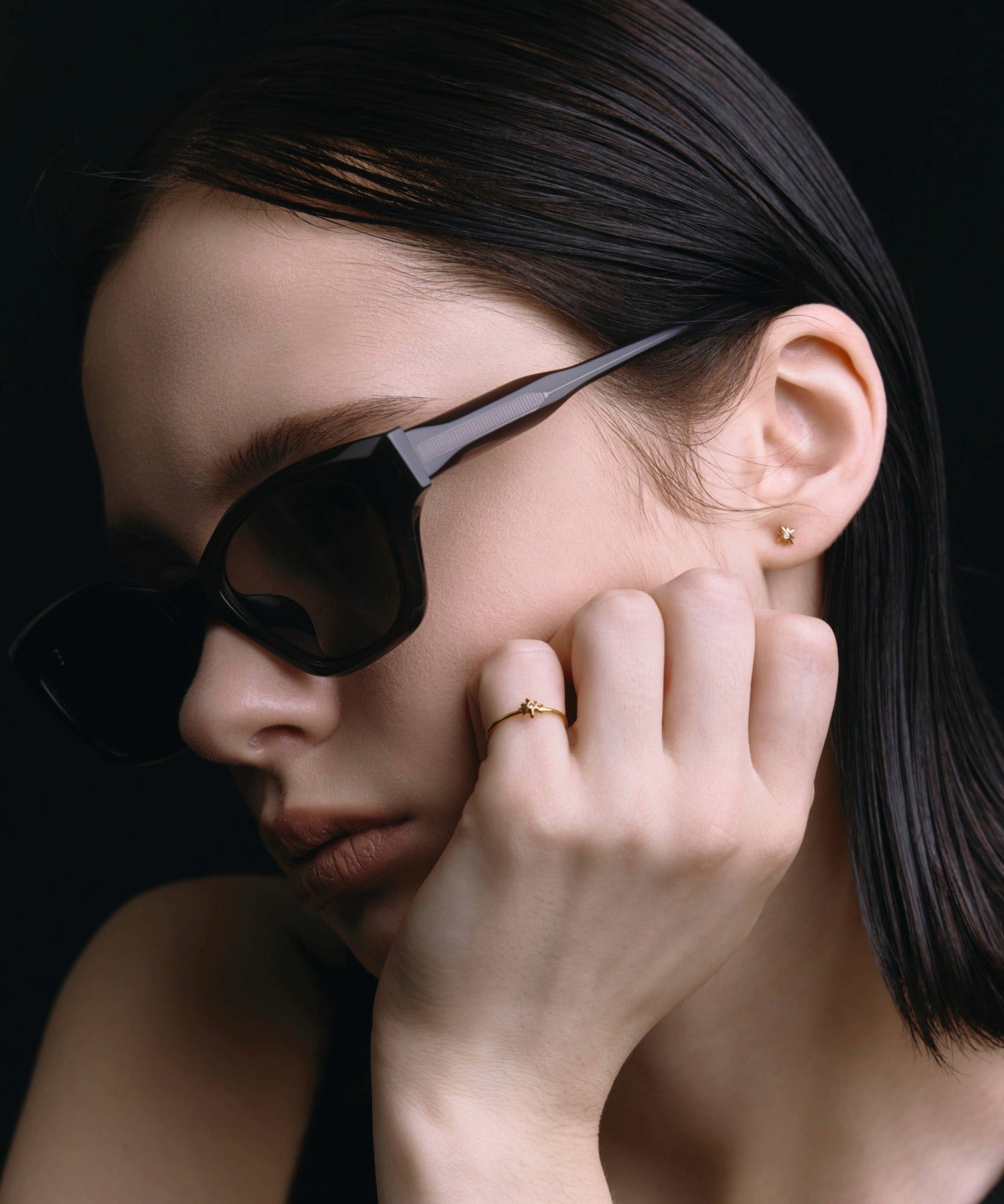 [チャコール]スクエアアセテートフレーム