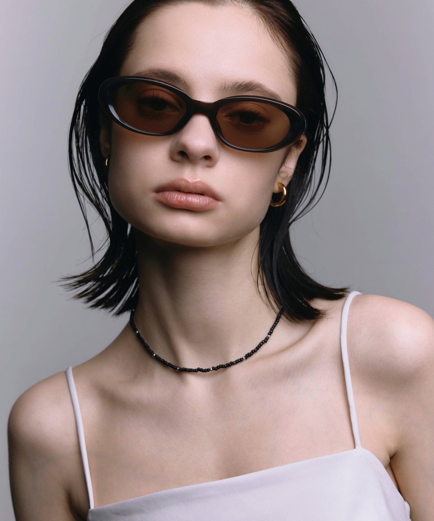 [オリーブ]オーバルアセテートフレーム