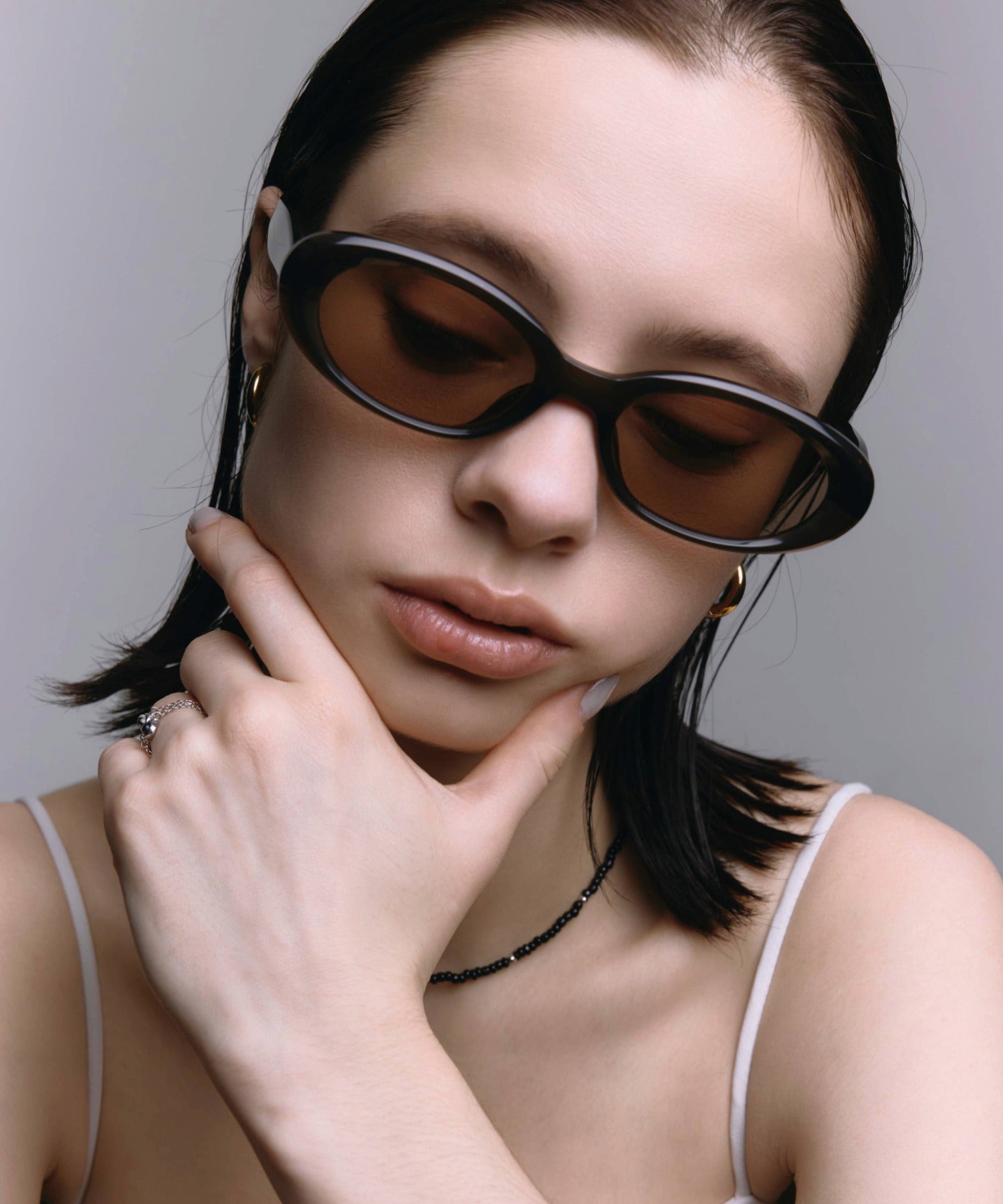 [オリーブ]オーバルアセテートフレーム