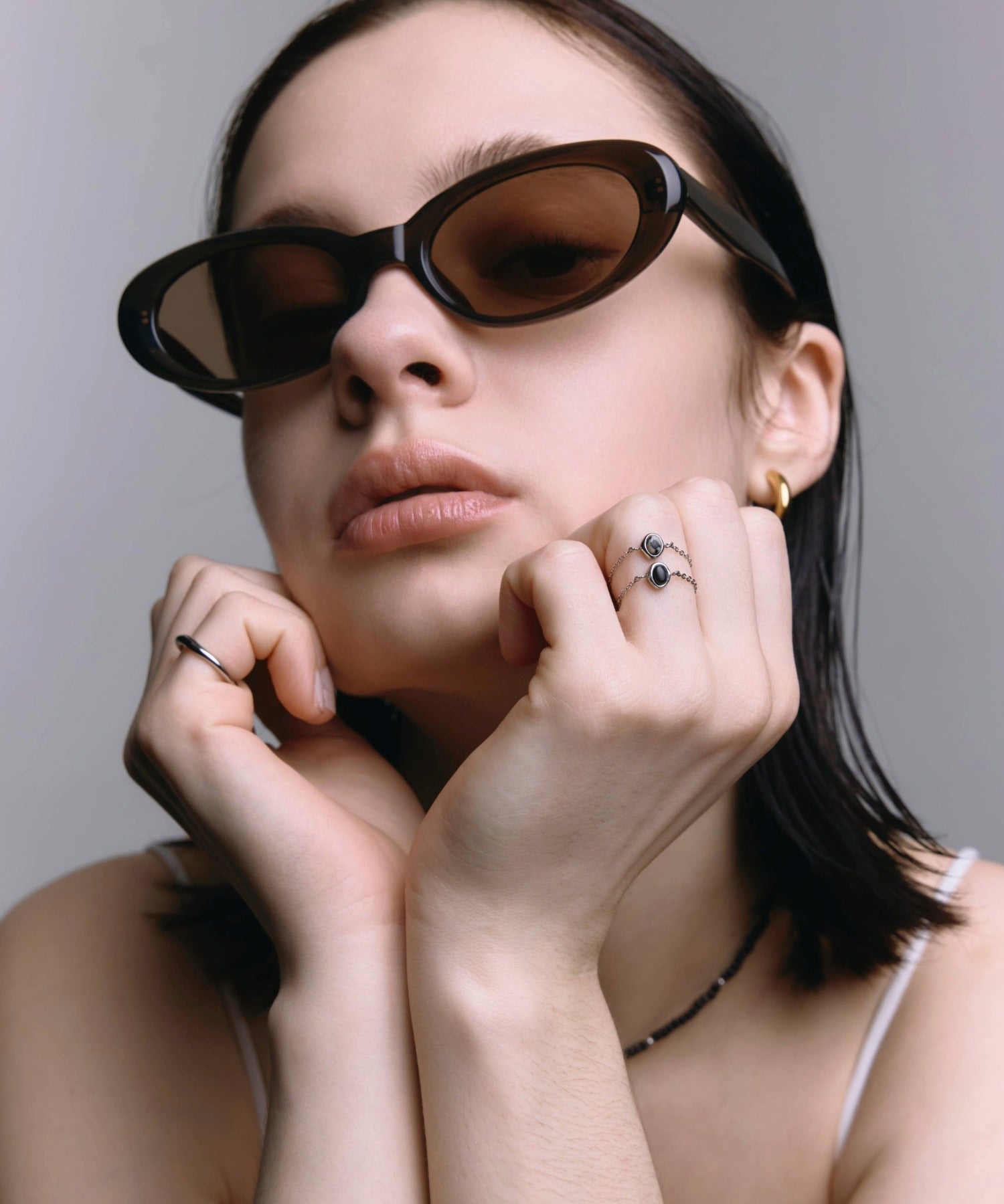 [オリーブ]オーバルアセテートフレーム