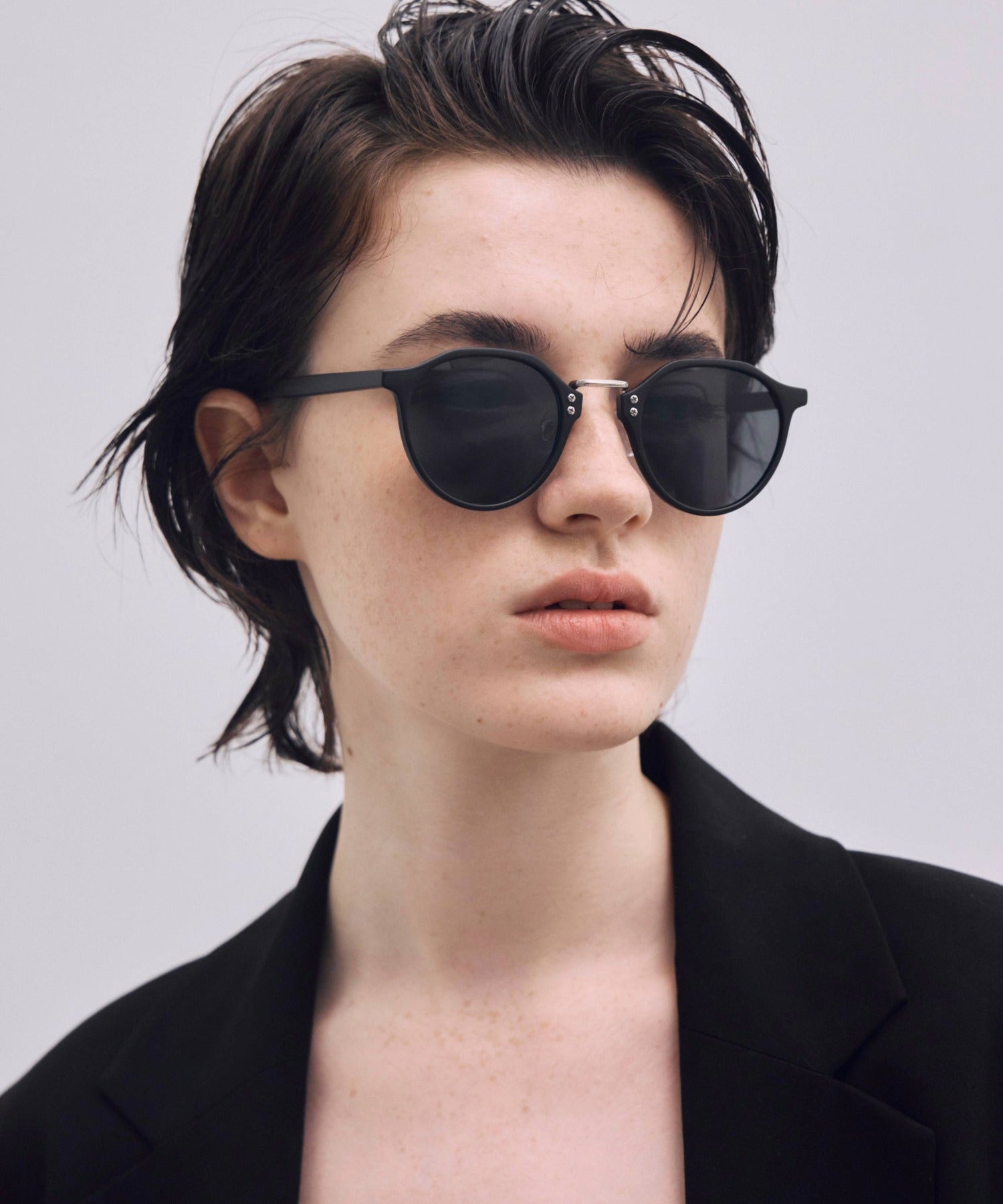 [ブラック]ブリッジメタルボストンフレーム