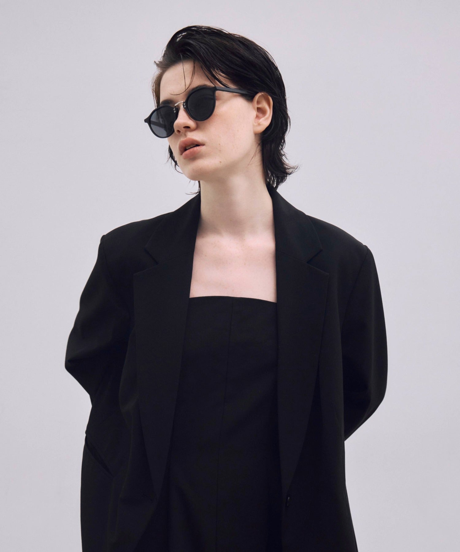 [ブラック]ブリッジメタルボストンフレーム