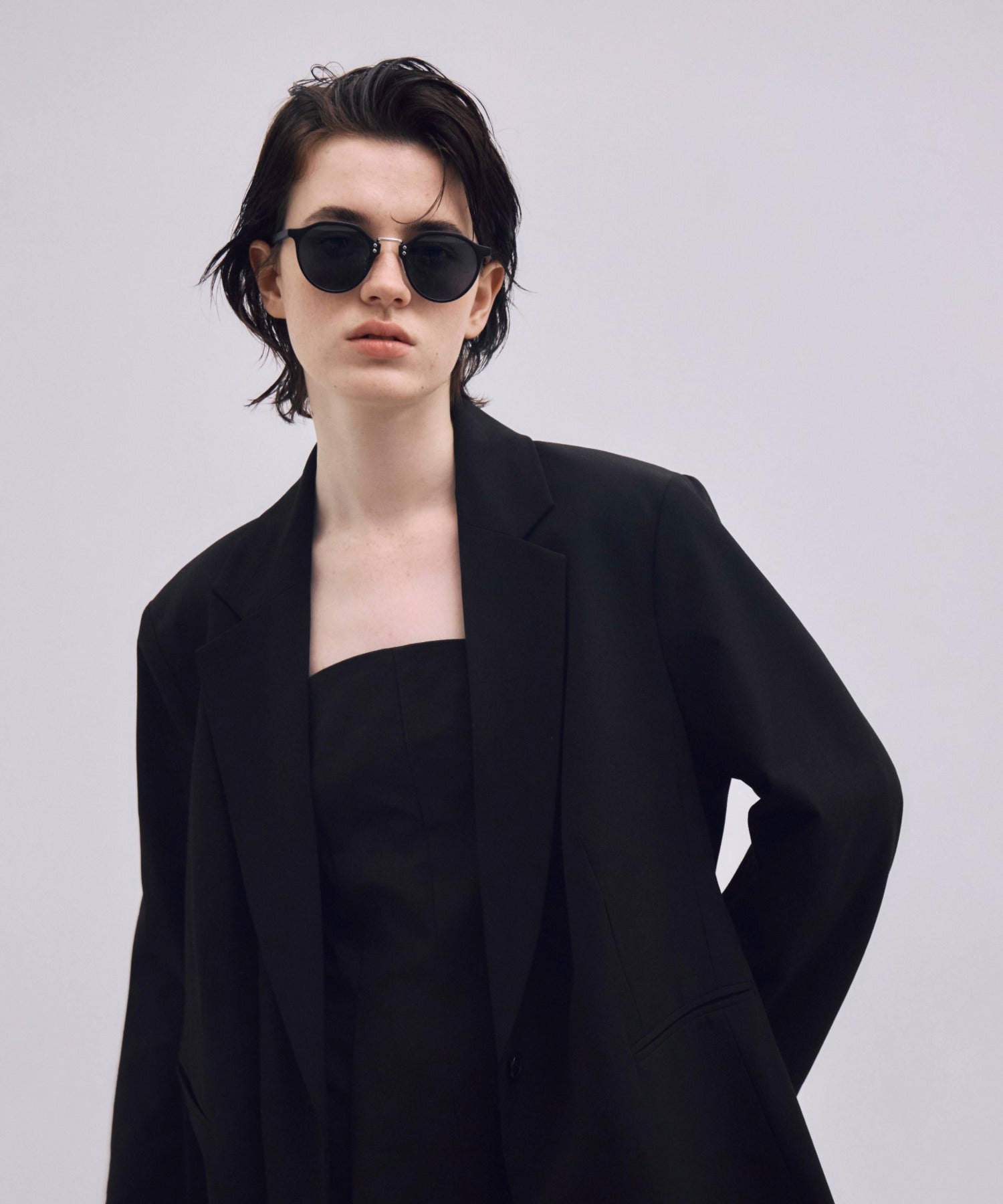 [ブラック]ブリッジメタルボストンフレーム