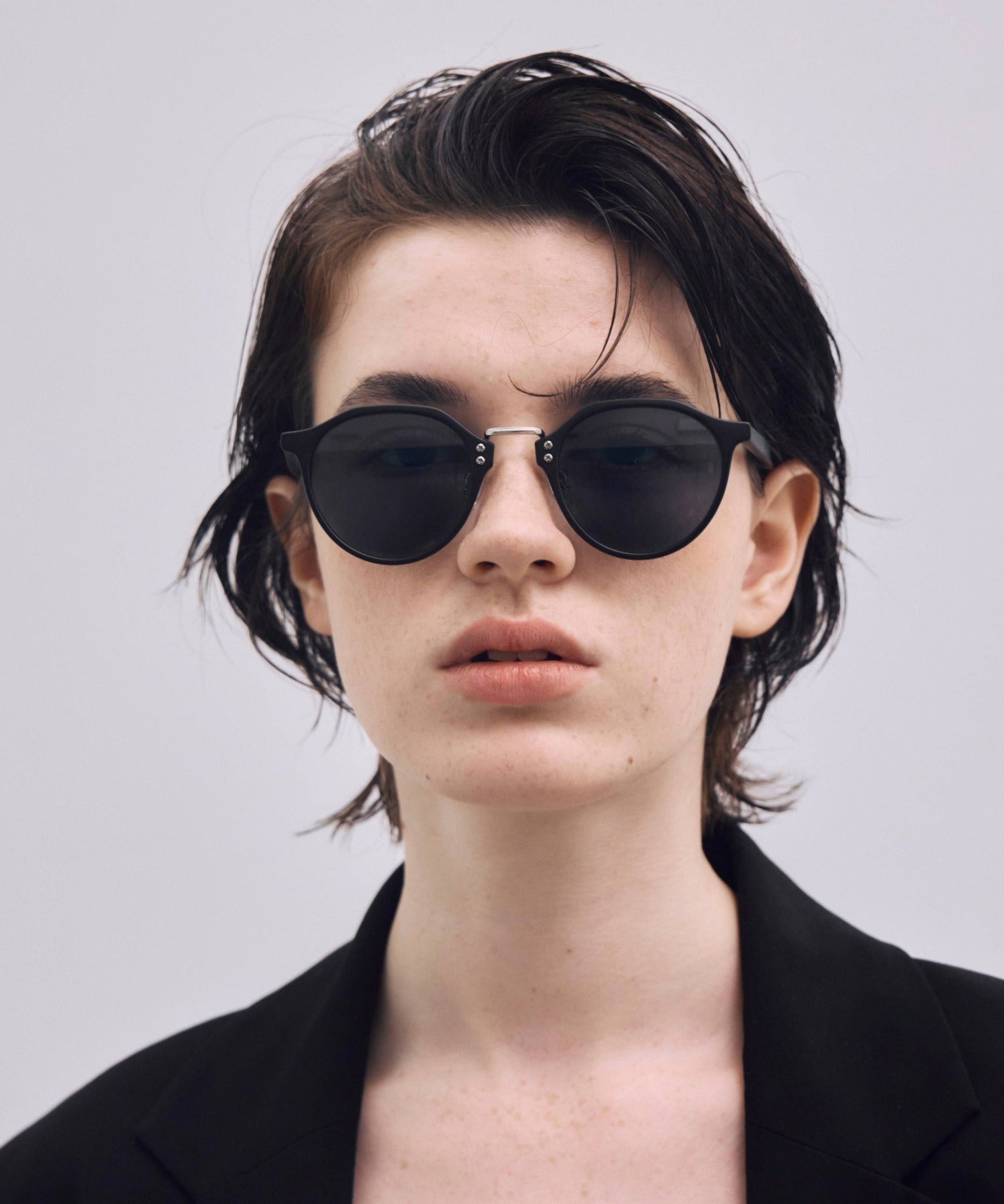 [ブラック]ブリッジメタルボストンフレーム