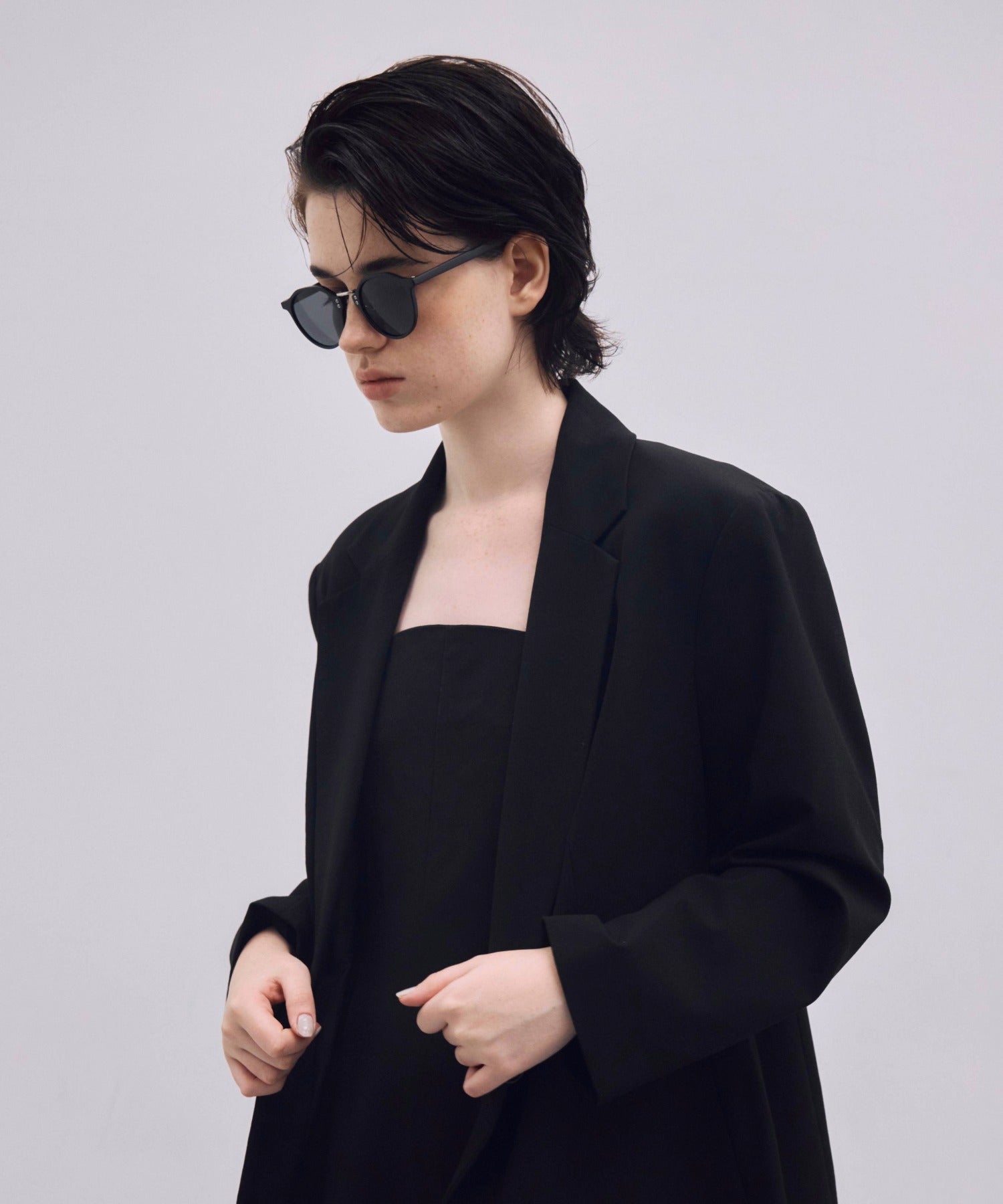 [ブラック]ブリッジメタルボストンフレーム