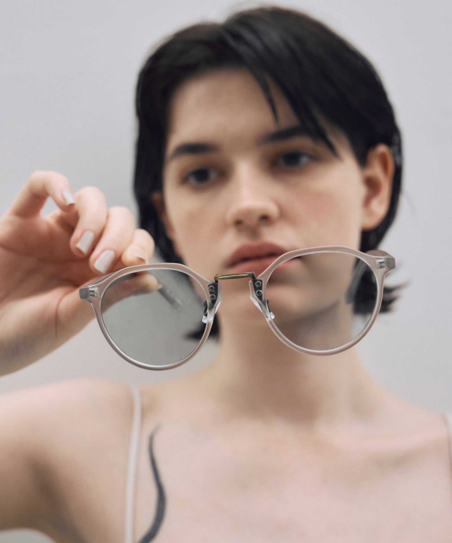 [グレー]ブリッジメタルボストンフレーム