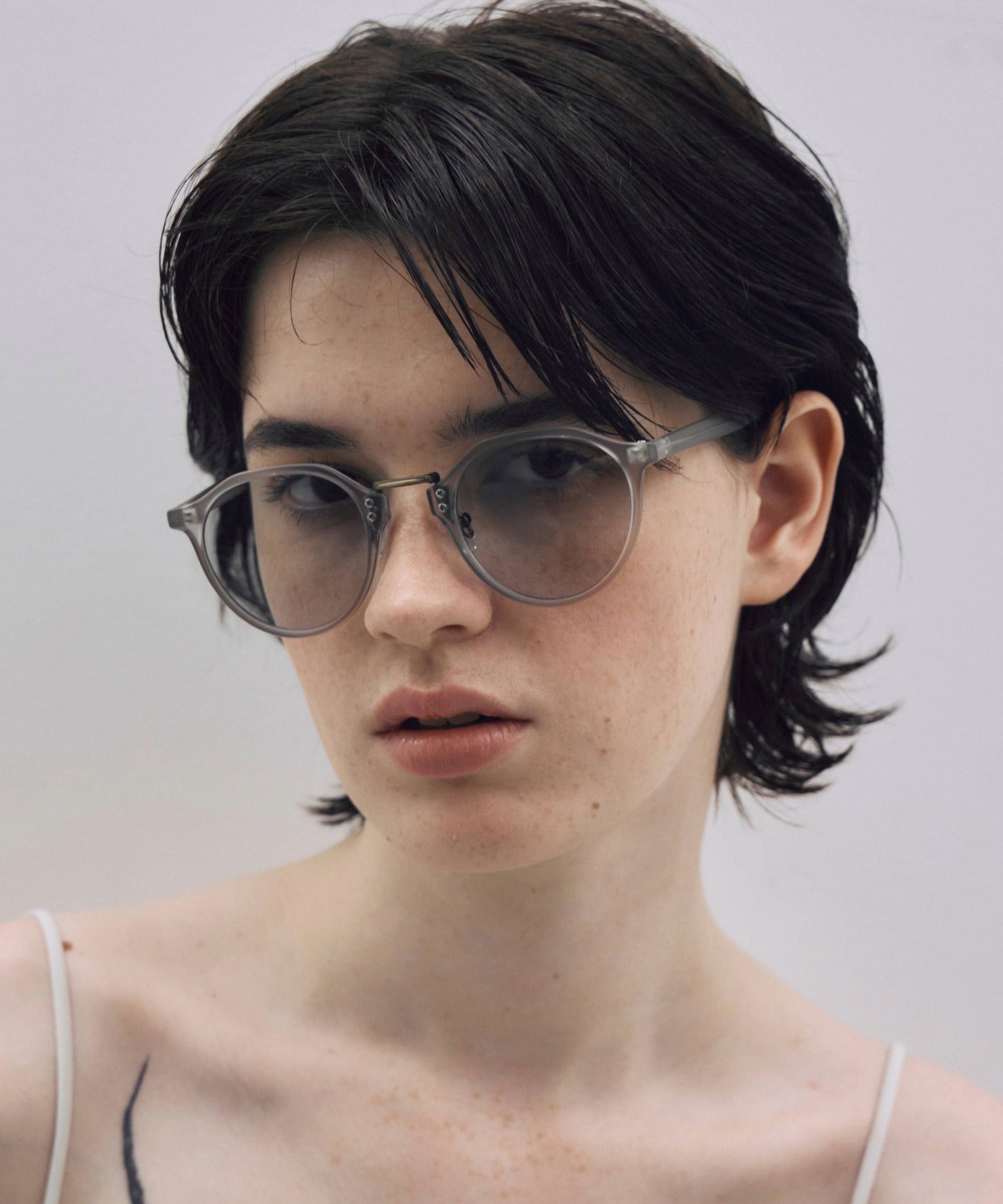 [グレー]ブリッジメタルボストンフレーム