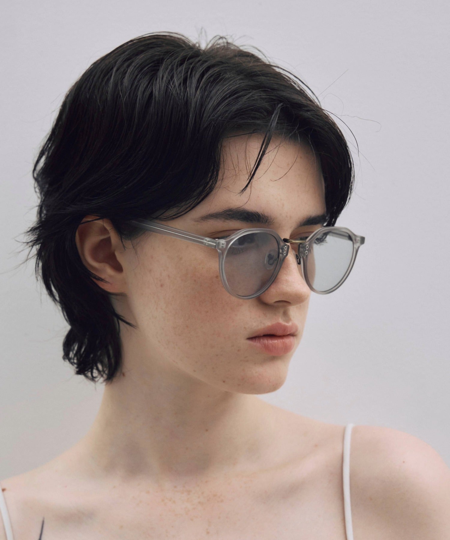 [グレー]ブリッジメタルボストンフレーム