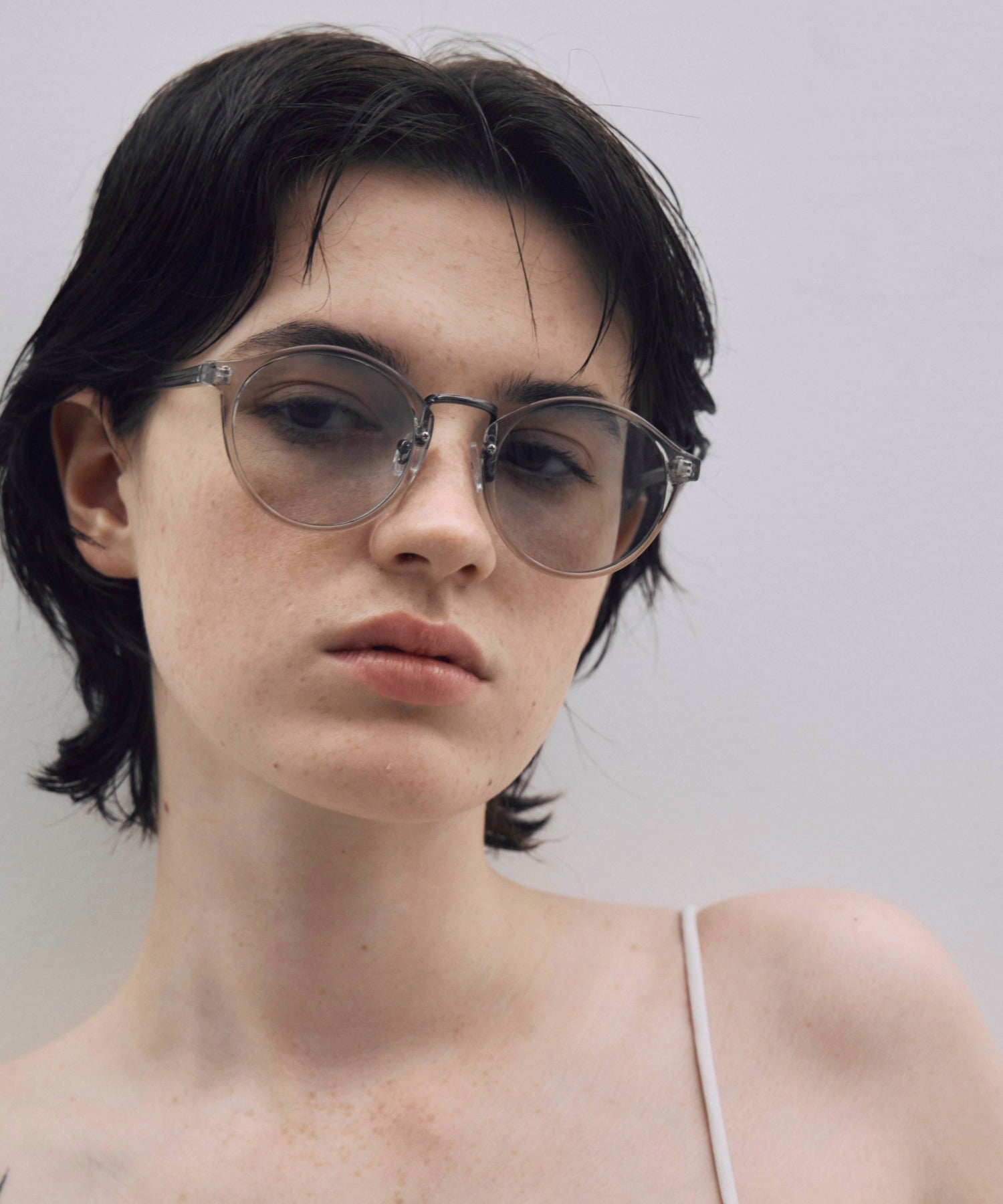 [グレー]シアーメタルコンビボストンフレーム