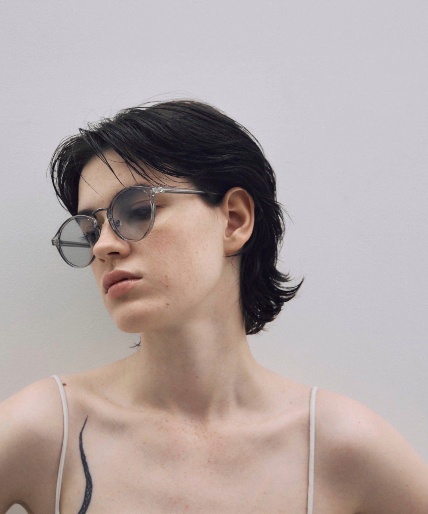 [グレー]シアーメタルコンビボストンフレーム