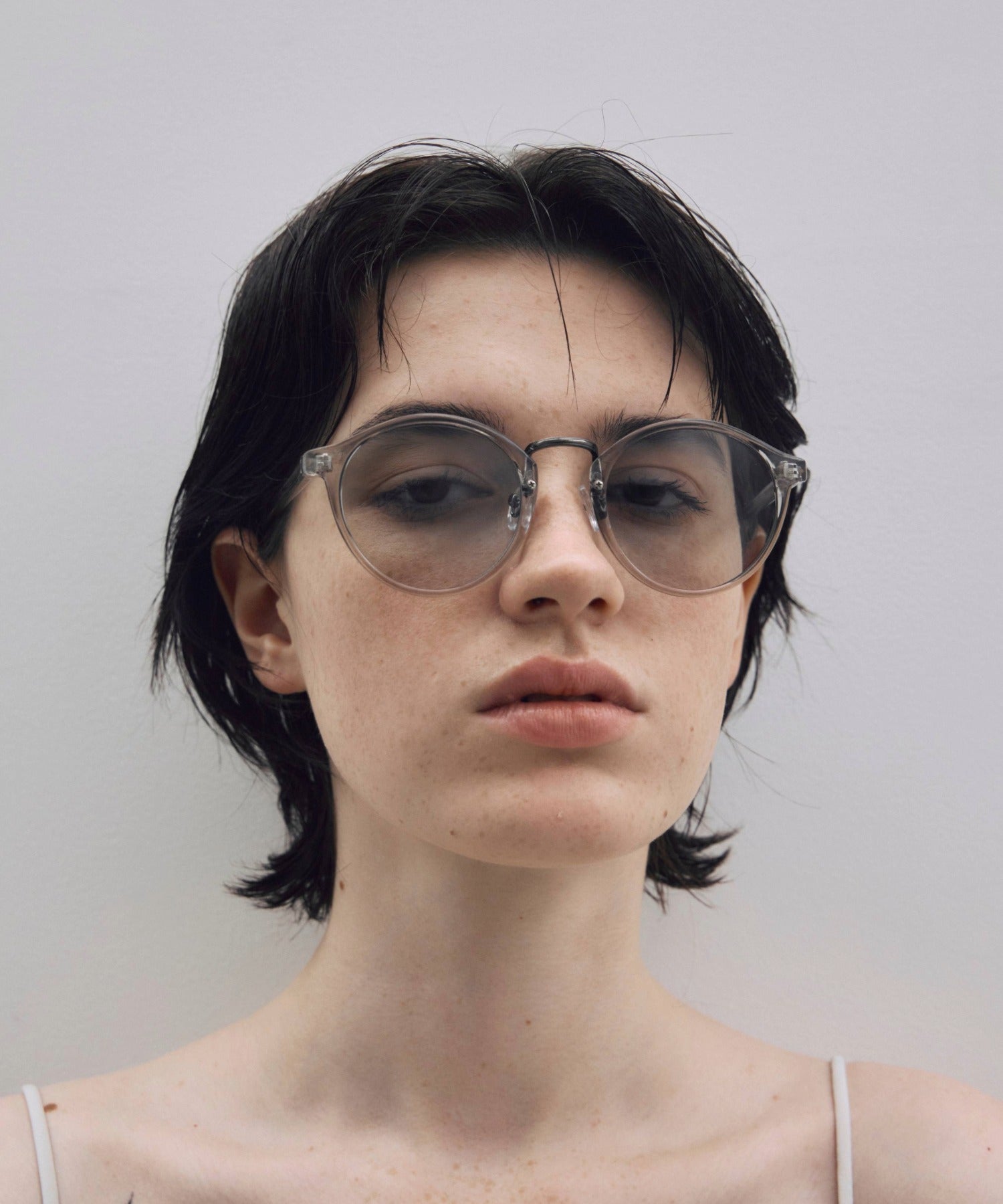 [グレー]シアーメタルコンビボストンフレーム