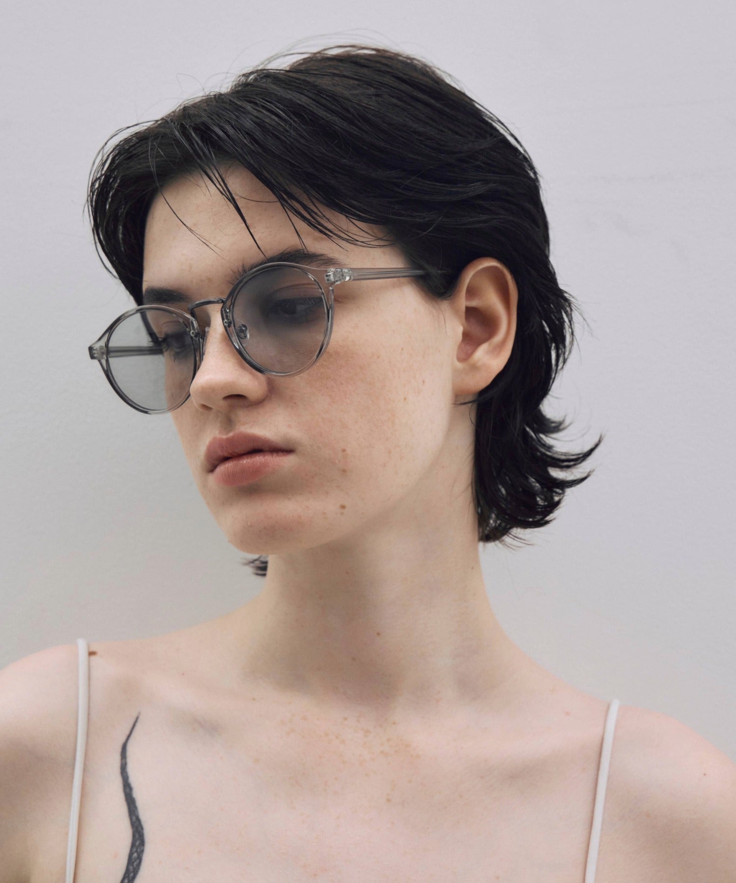 [グレー]シアーメタルコンビボストンフレーム