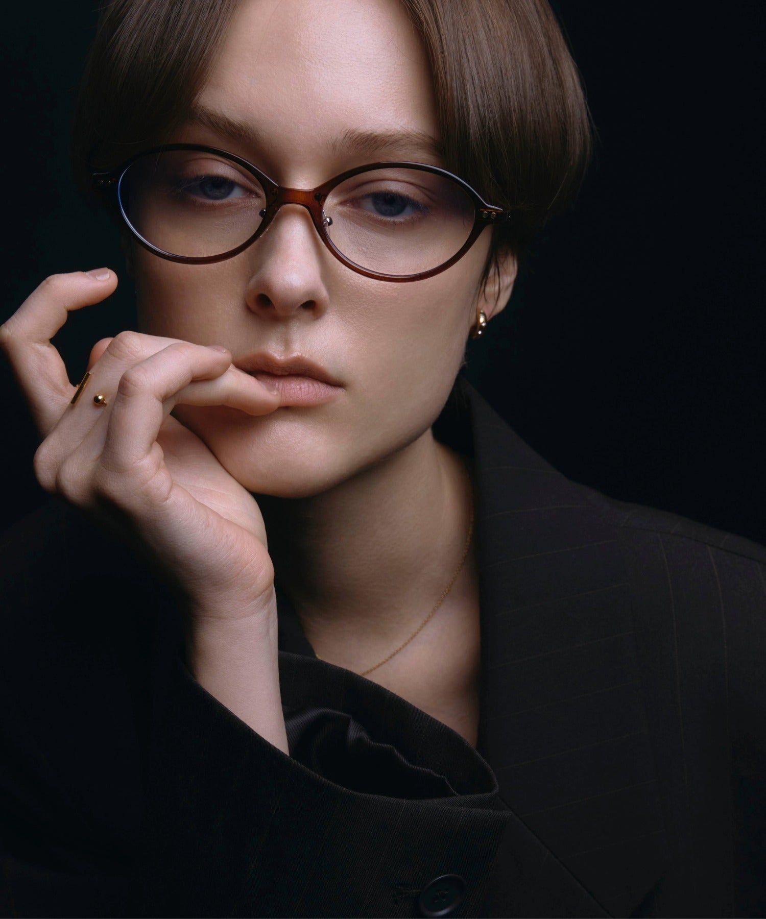 [棕色]橢圓形鏡框