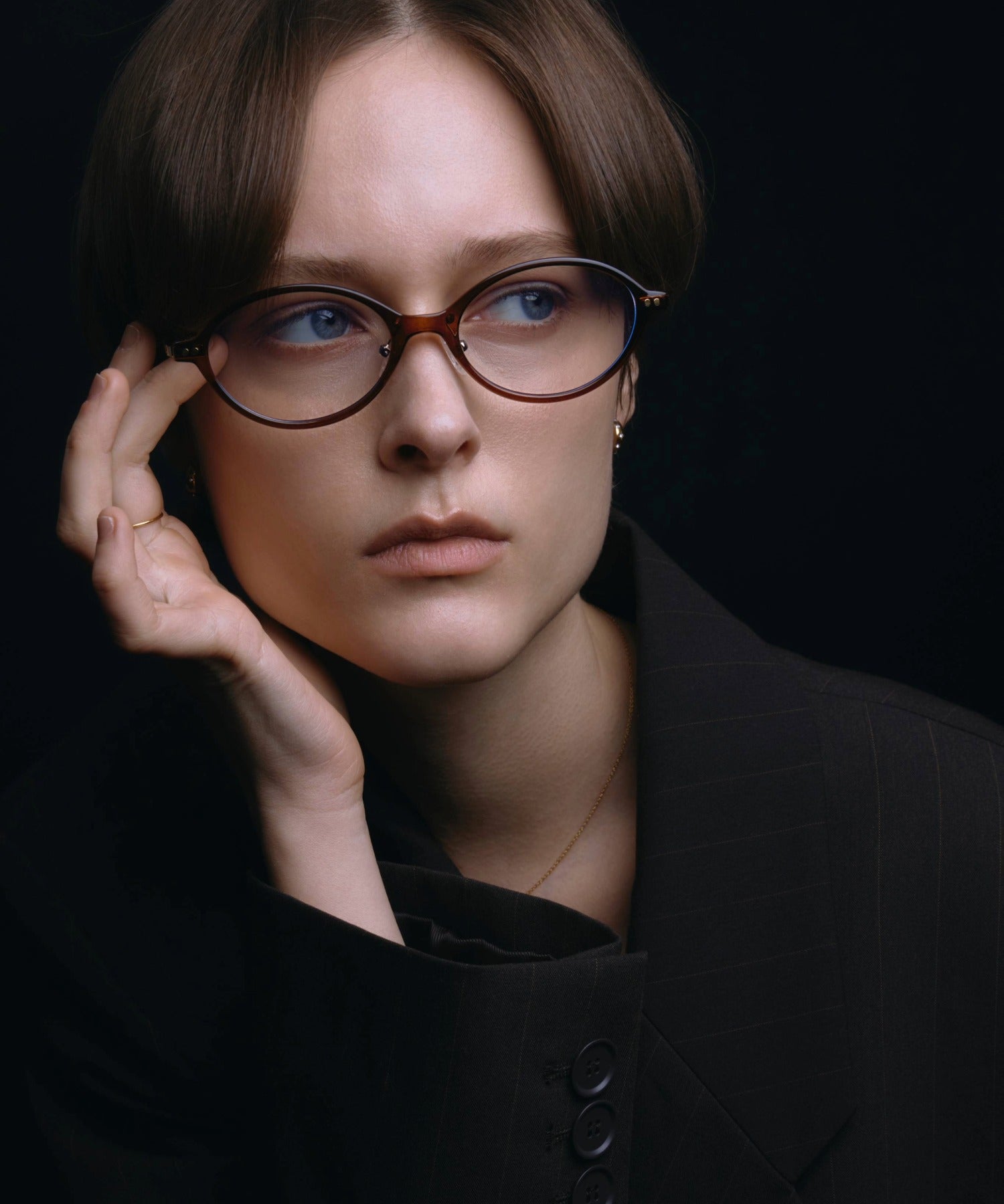 [棕色]橢圓形鏡框