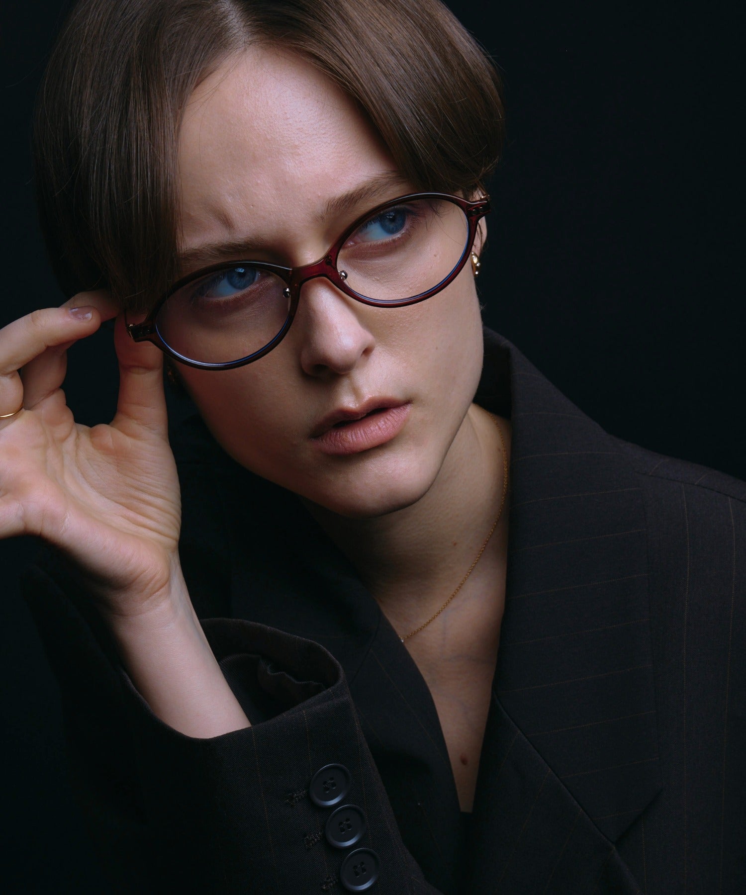 [棕色]橢圓形鏡框