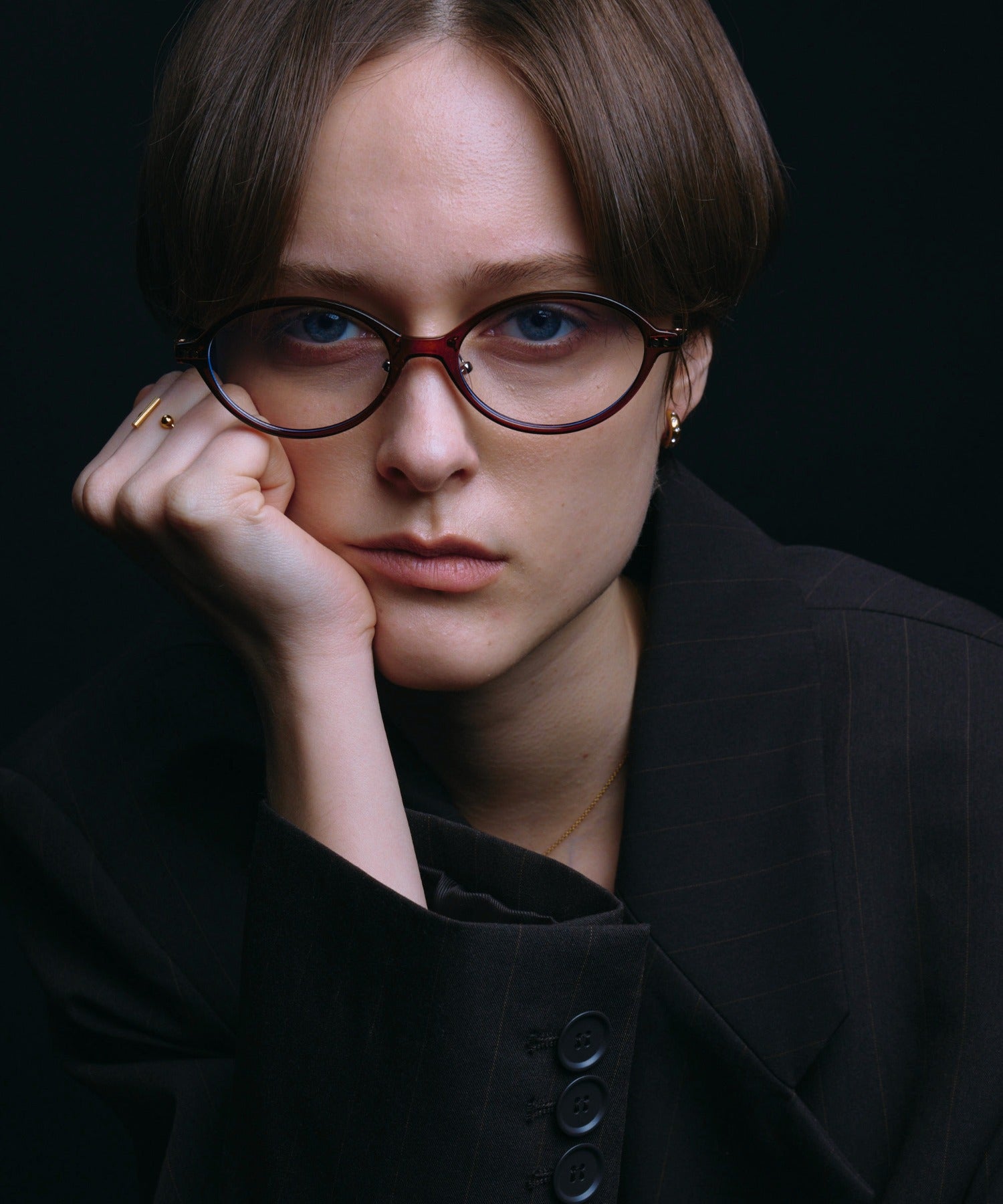 [棕色]橢圓形鏡框